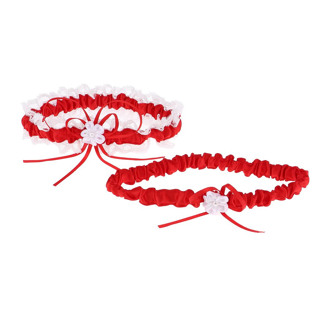Ribbon Lace Wedding Garter Prom Bridal Garter, Garter Belt for Women Red