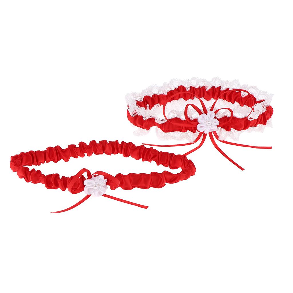 Ribbon Lace Wedding Garter Prom Bridal Garter, Garter Belt for Women Red