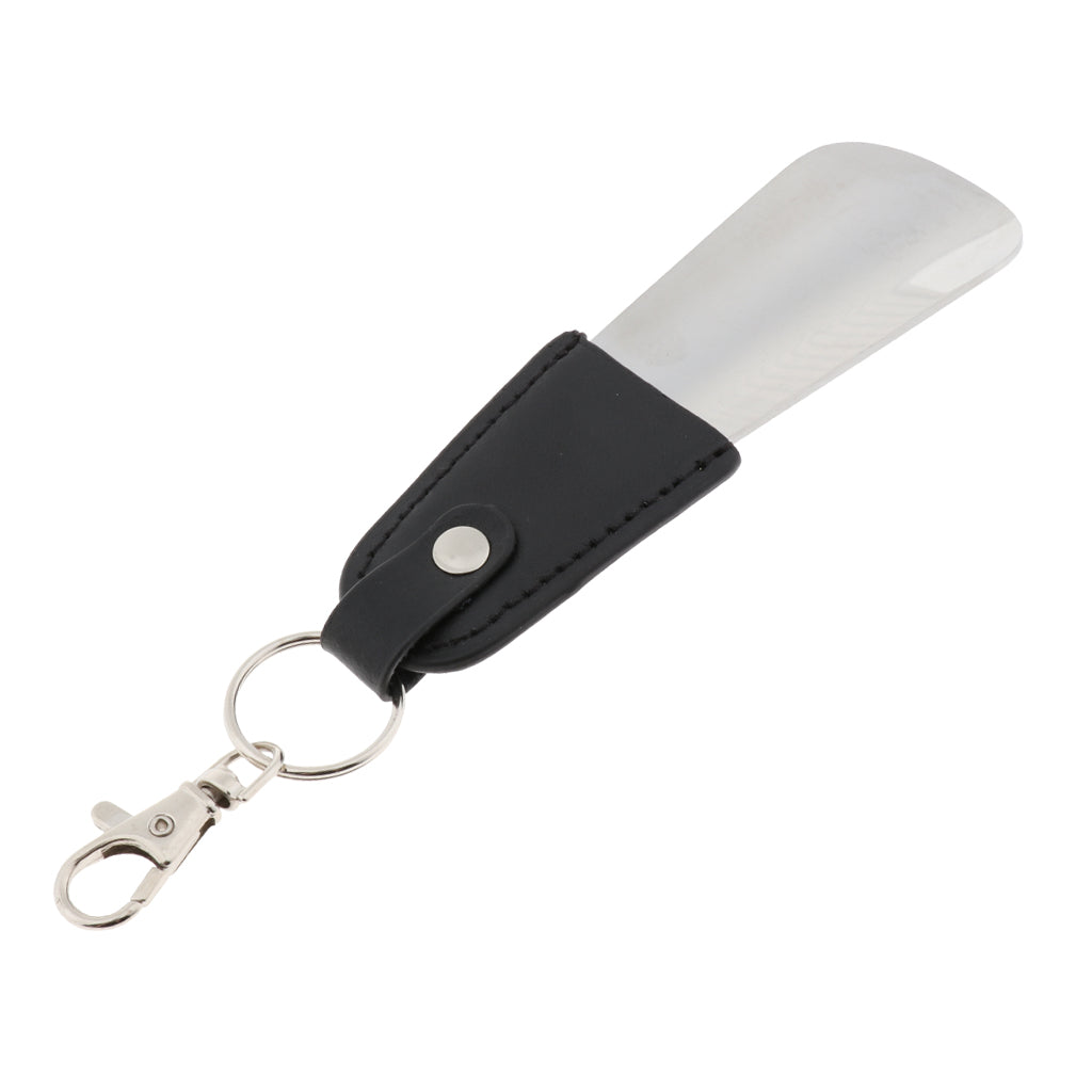 Stainless Steel Shoe Horn with Keychain Classic Travel Shoehorn Lifte Black