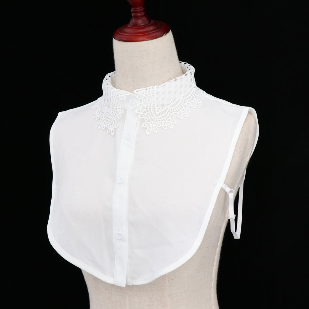 Fake Collar Embroidery Floral Detachable Half Blouse False Collar Bib White
