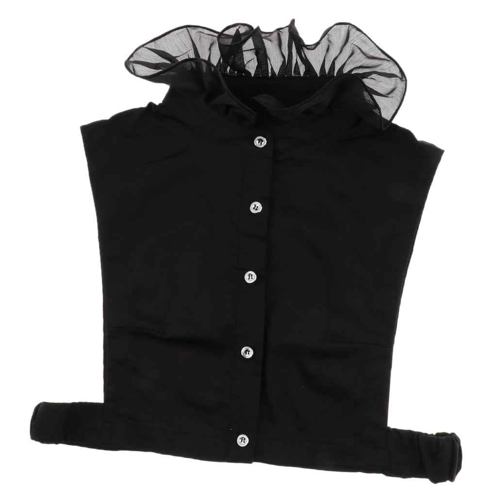 Women Detachable Fake Collar Half Shirt Blouse False Faux Collar Tie Black