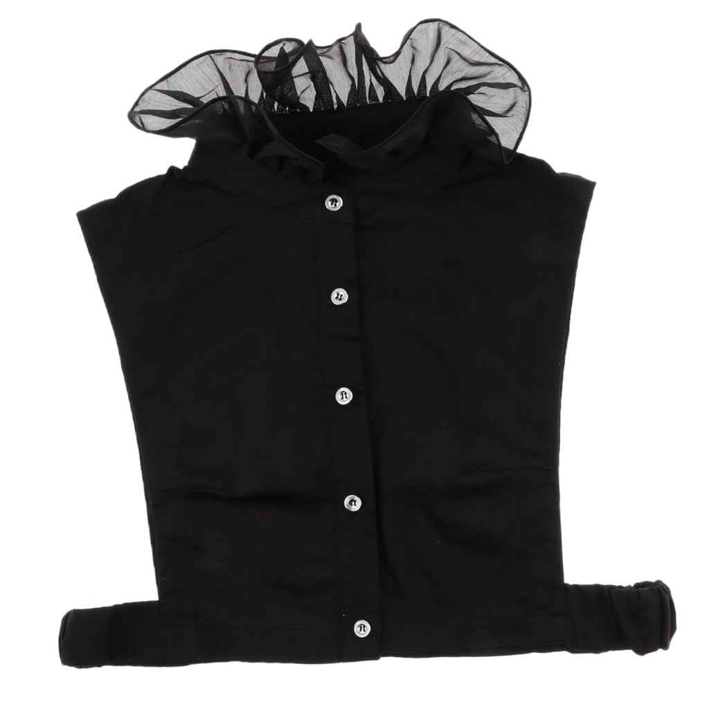 Women Detachable Fake Collar Half Shirt Blouse False Faux Collar Tie Black