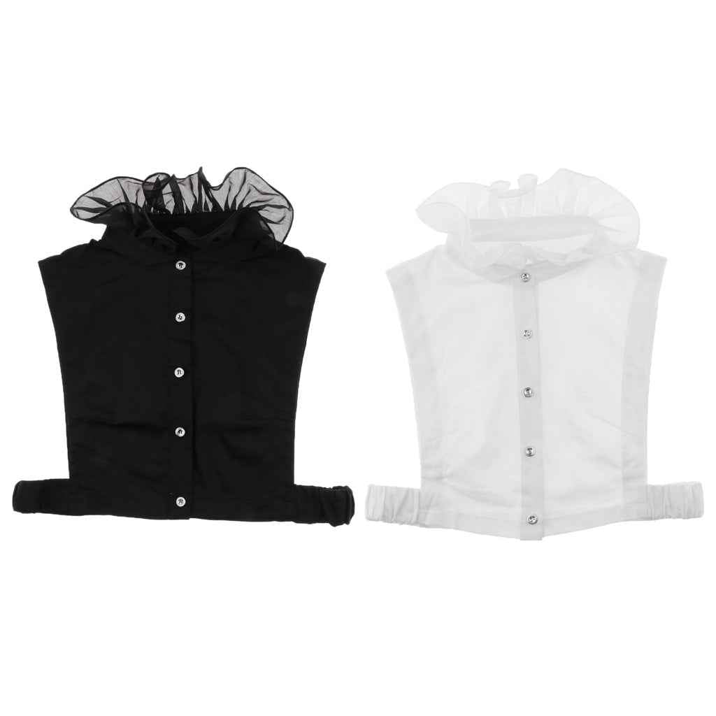Women Detachable Fake Collar Half Shirt Blouse False Faux Collar Tie Black