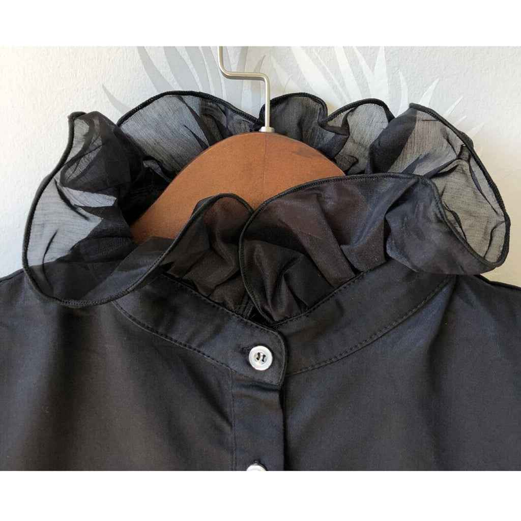 Women Detachable Fake Collar Half Shirt Blouse False Faux Collar Tie Black