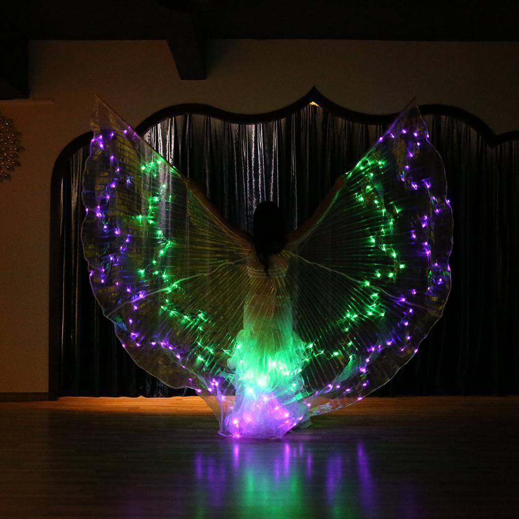 LED Isis Wings Glow Light Up Belly Dance Costumes with Sticks