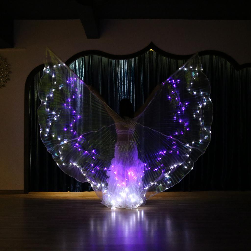 LED Isis Wings Glow Light Up Belly Dance Costumes with Sticks