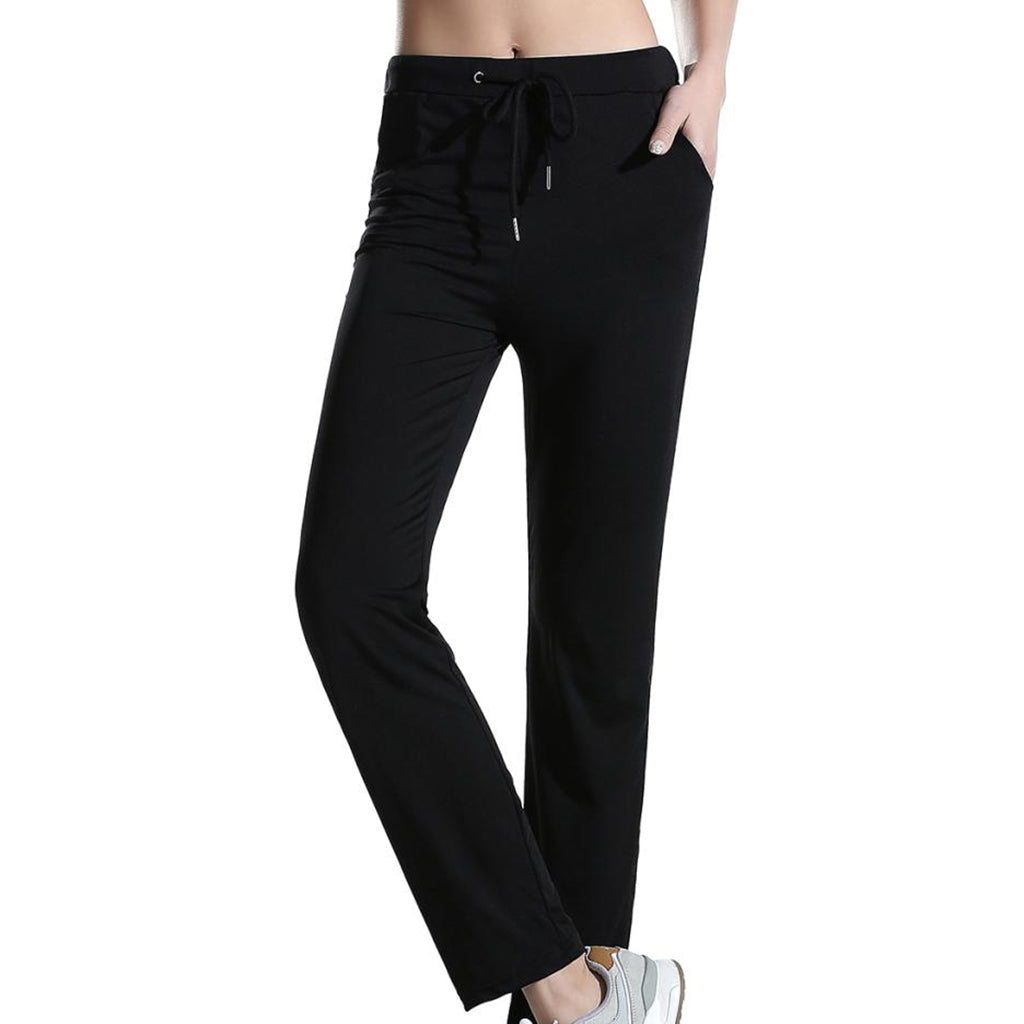 Womens Sweatpants Yoga Pants with Pockets Sport Workout Bottoms S Black