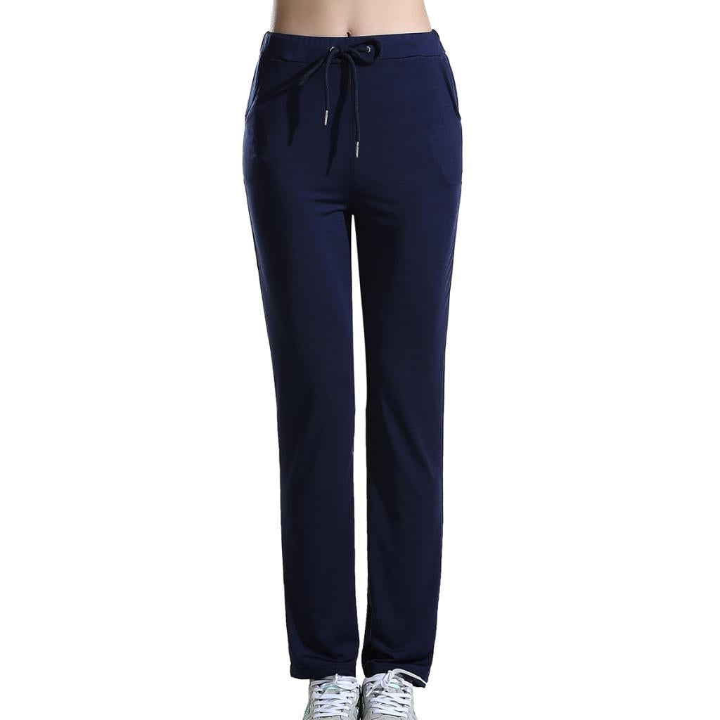 Womens Sweatpants Yoga Pants with Pockets Sport Workout Bottoms L Dark Blue