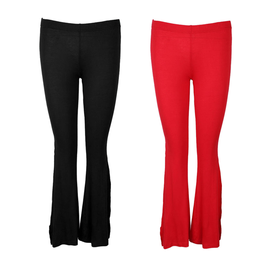 Womens Milk Silk Belly Dance Slit Pants M Red