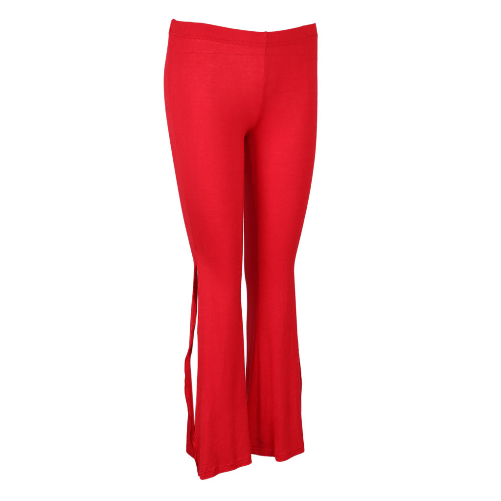 Womens Milk Silk Belly Dance Slit Pants M Red