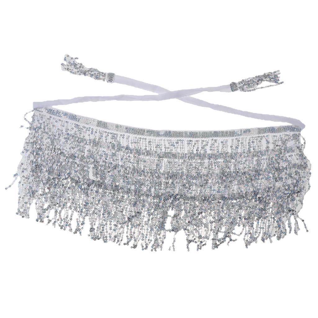 Women Belly Dance Dance Skirt Belt Performance Festival Clothing Silver