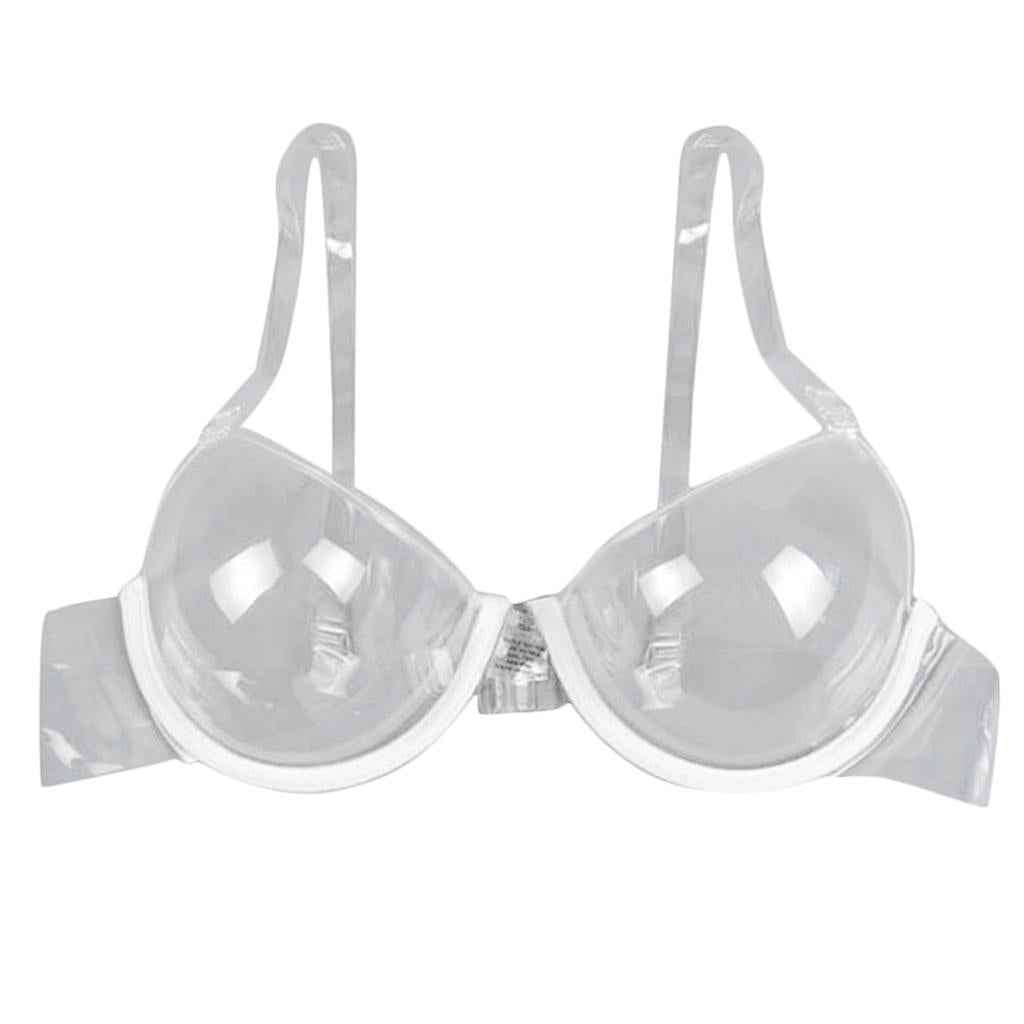 Clear Disposable Underwire Bra Women's Full Cup Push Up Bras Adjustable 34B