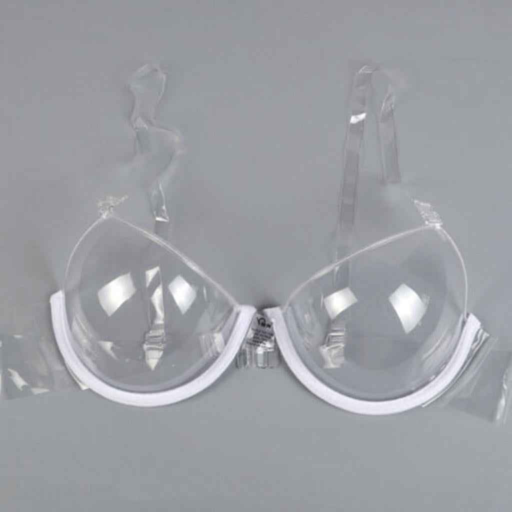 Clear Disposable Underwire Bra Women's Full Cup Push Up Bras Adjustable 38D