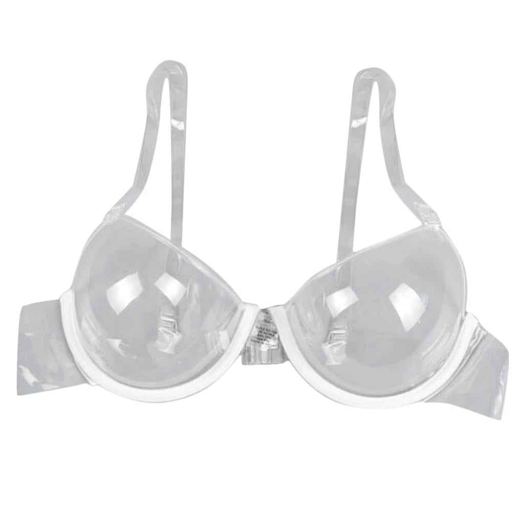 Clear Disposable Underwire Bra Women's Full Cup Push Up Bras Adjustable 38D