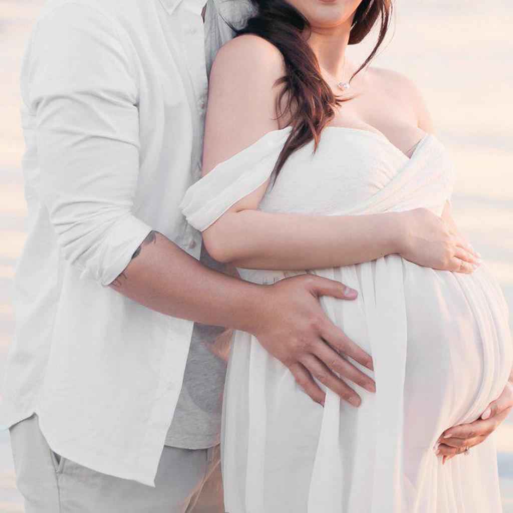 Photography Maternity Dress Off Shoulder Long Maxi Dress Prop White M