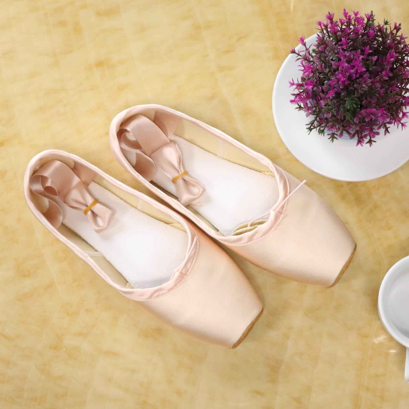 Women Girl Ballet Dance Shoes Satin Pointe Suede Sole Yoga Shoe Dancewear 40