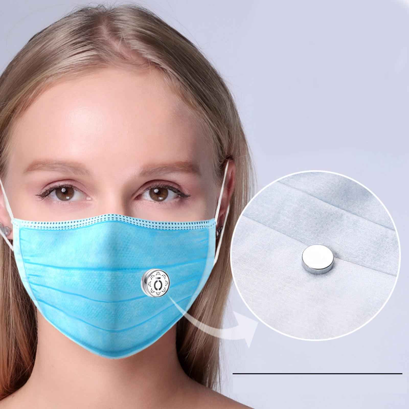 Face Mask Aromatherapy Essential Oil Diffuser Magnetic Button Silver A