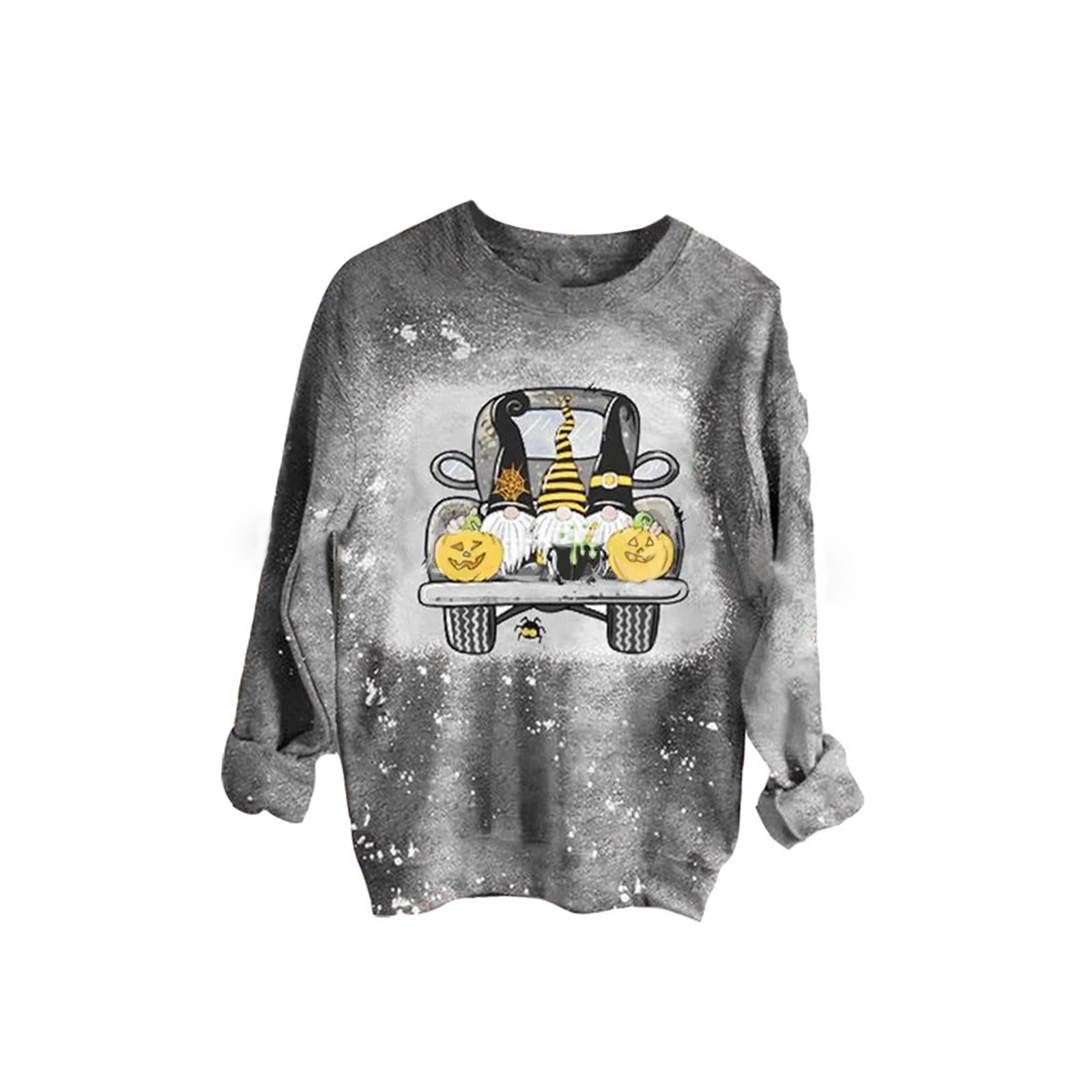 Crewneck Clothing Jumper Casual for Spring Ladies Pumpkin Car S