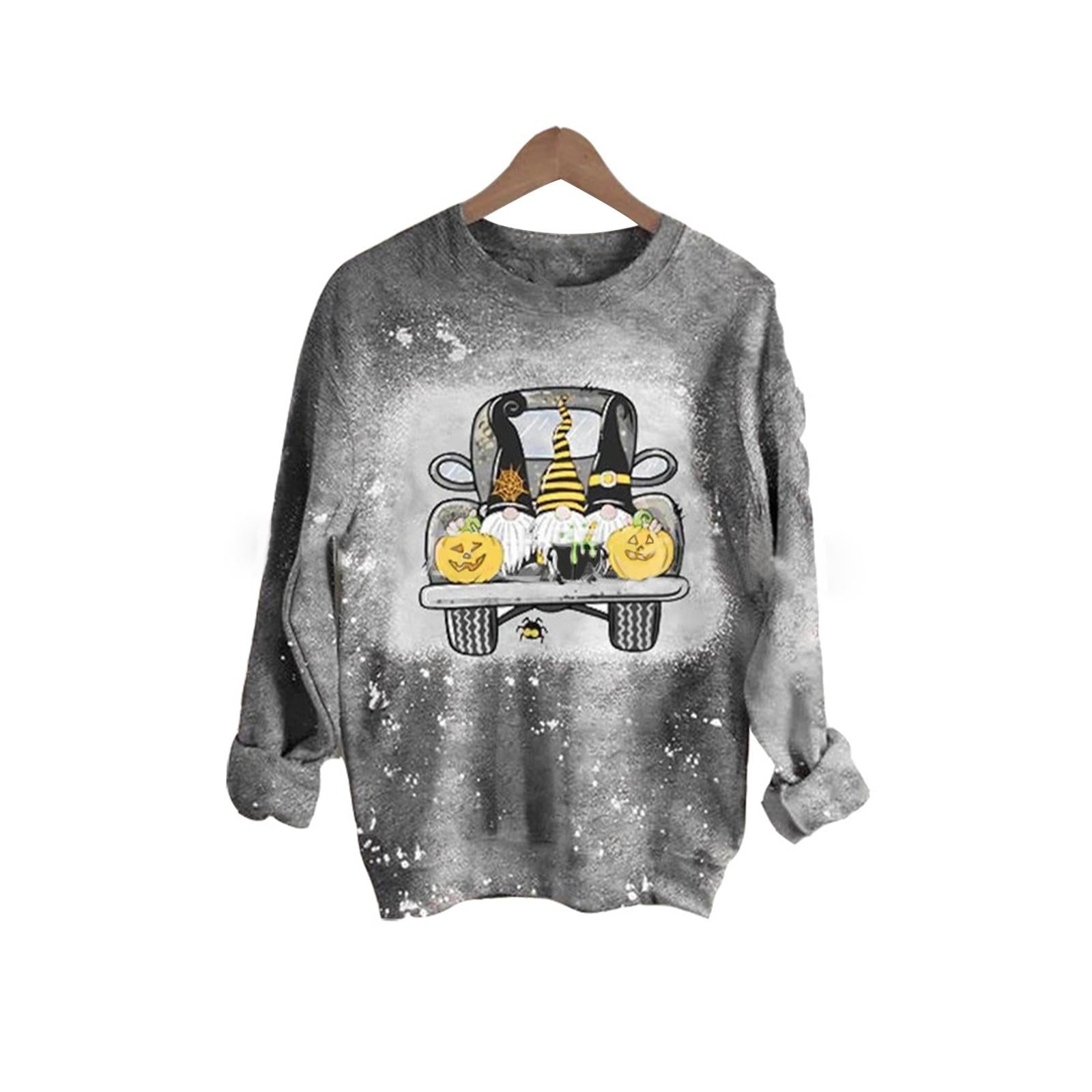 Crewneck Clothing Jumper Casual for Spring Ladies Pumpkin Car S