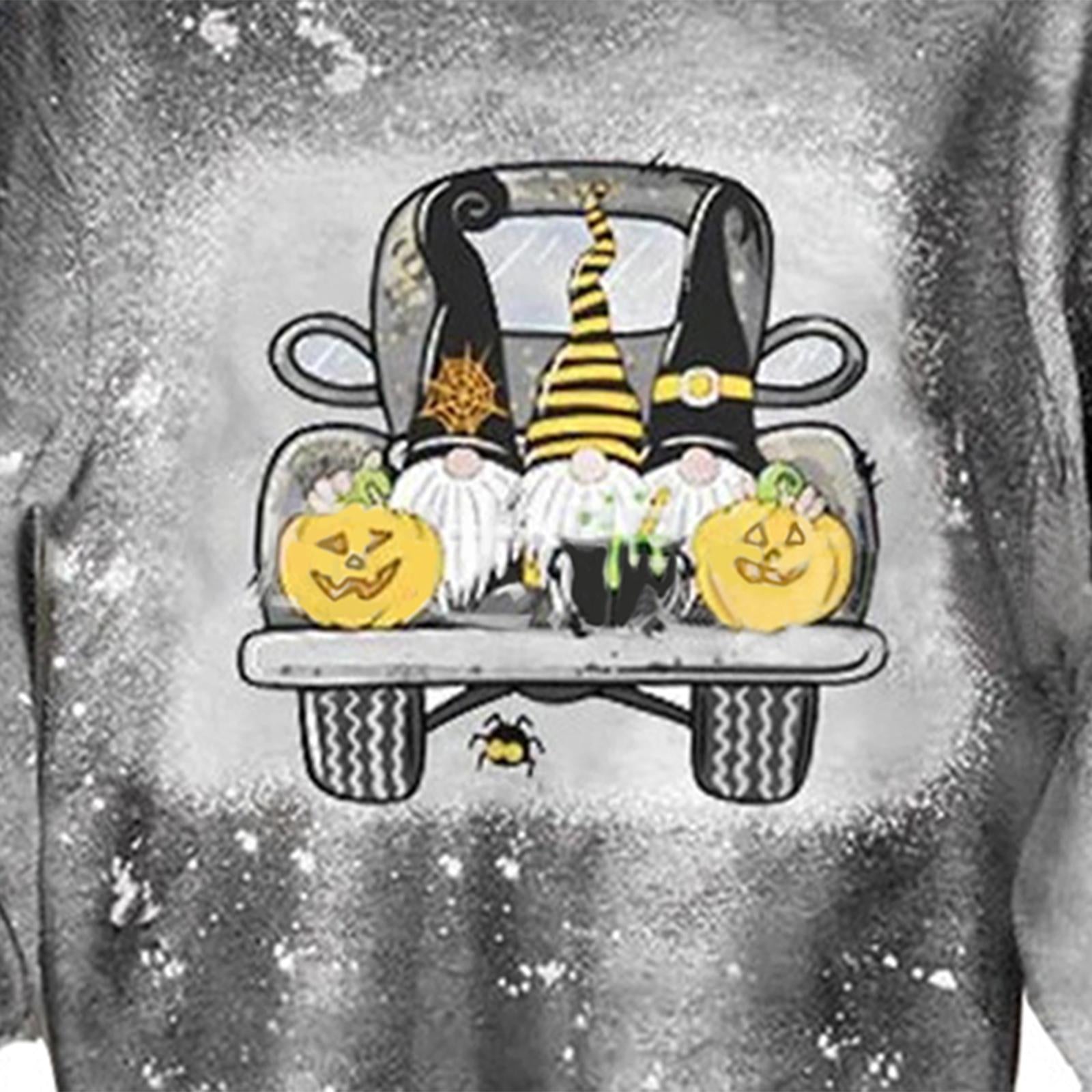 Crewneck Clothing Jumper Casual for Spring Ladies Pumpkin Car XXXL