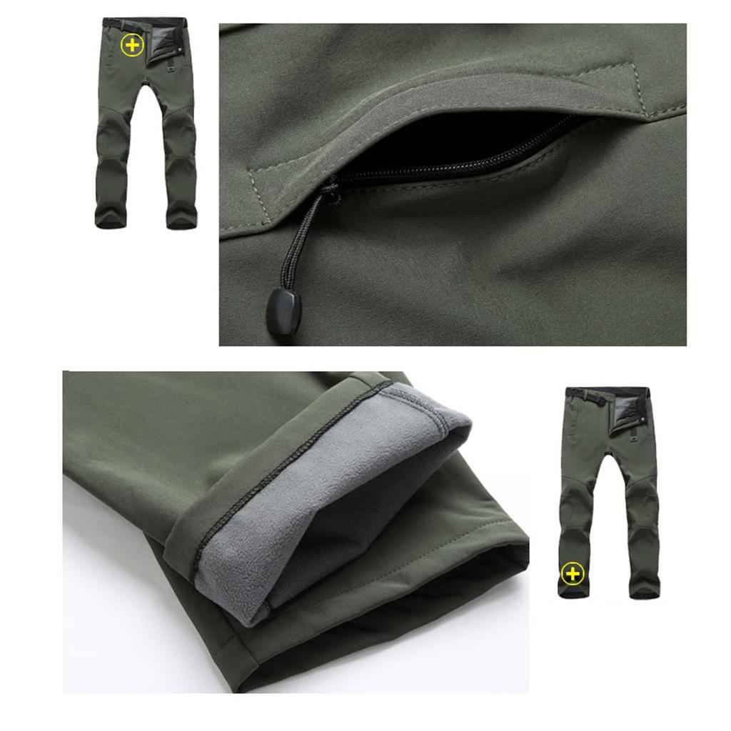 Womens Ski Pants Softshell Thick for Travel Hiking Green