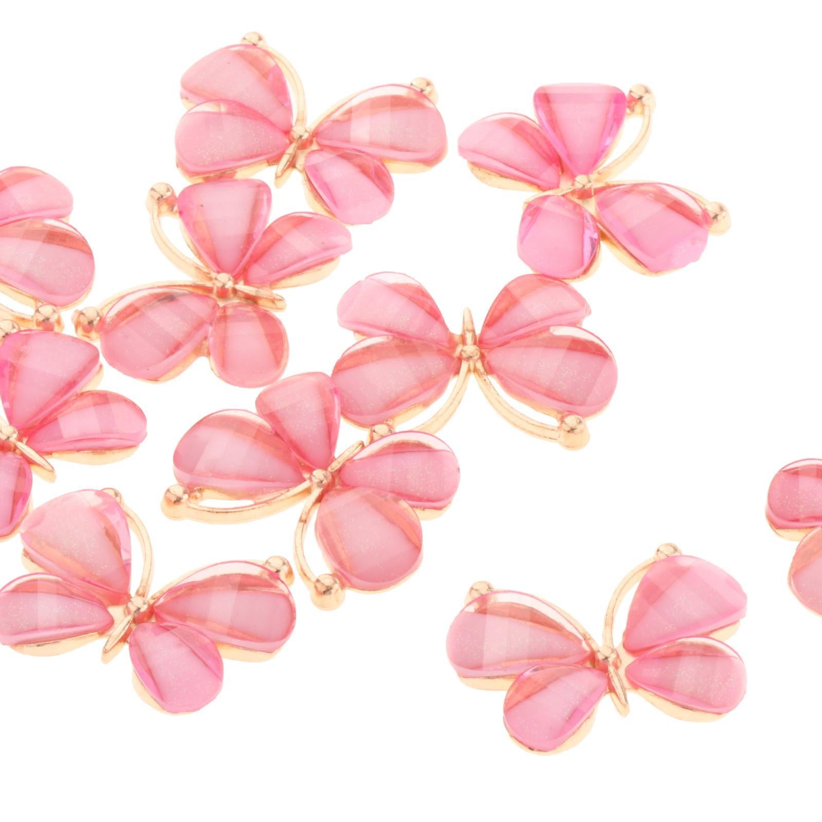 10Pcs Butterfly Flatback Button Phonecover Scrapbook for Jewelry Decor pink