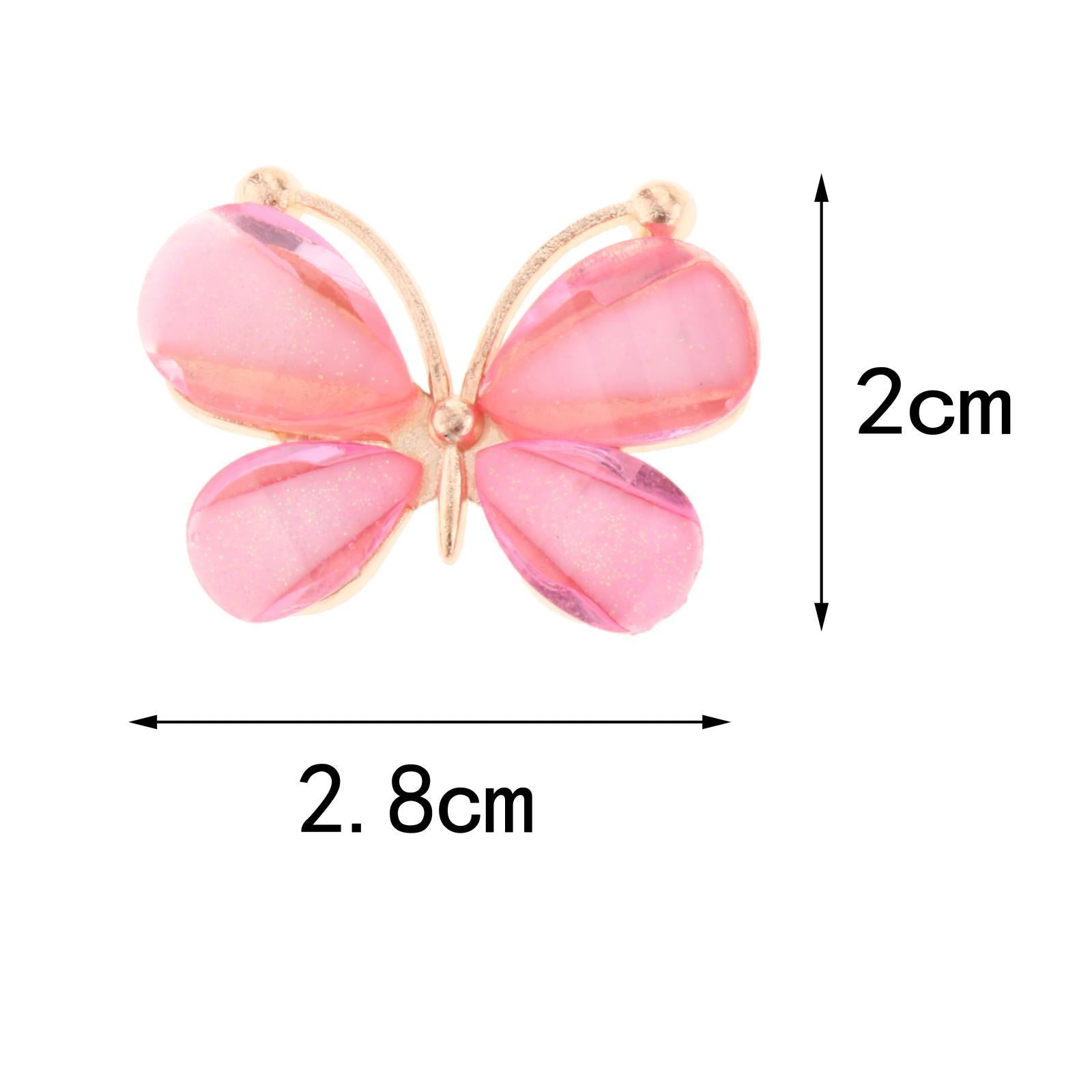 10Pcs Butterfly Flatback Button Phonecover Scrapbook for Jewelry Decor pink