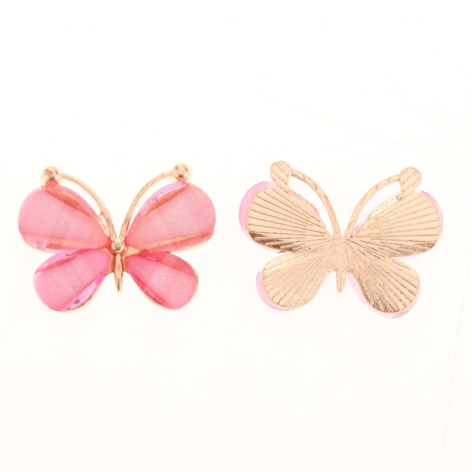 10Pcs Butterfly Flatback Button Phonecover Scrapbook for Jewelry Decor pink