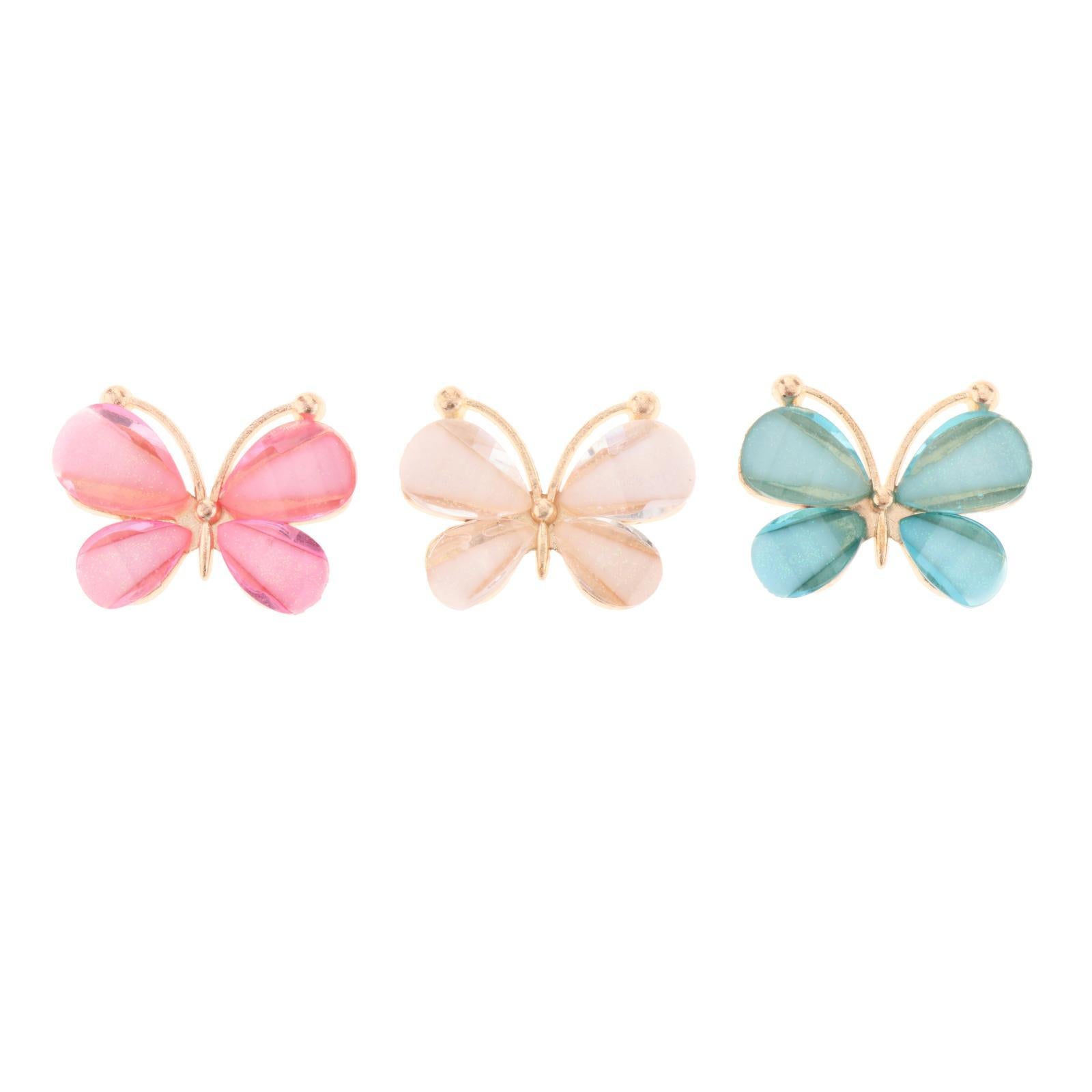 10Pcs Butterfly Flatback Button Phonecover Scrapbook for Jewelry Decor pink