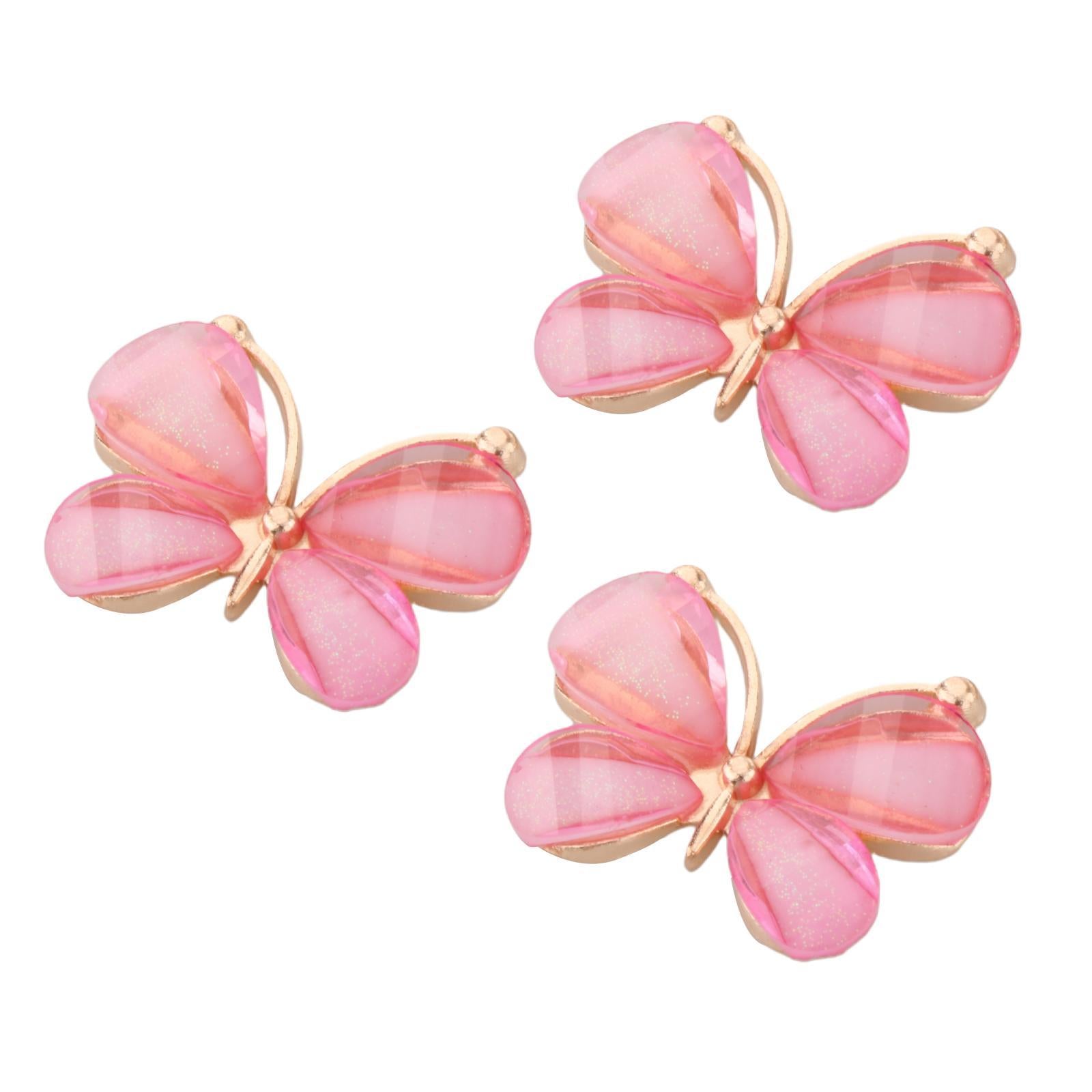 10Pcs Butterfly Flatback Button Phonecover Scrapbook for Jewelry Decor pink