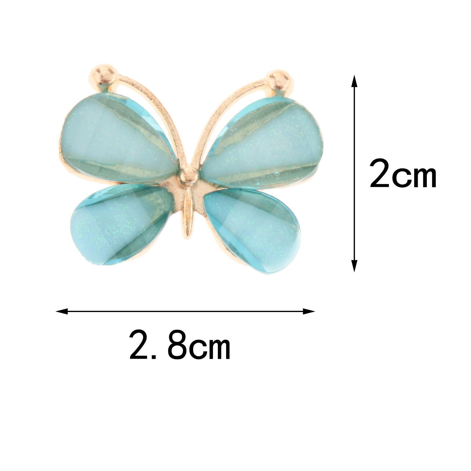 10Pcs Butterfly Flatback Button Phonecover Scrapbook for Jewelry Decor blue