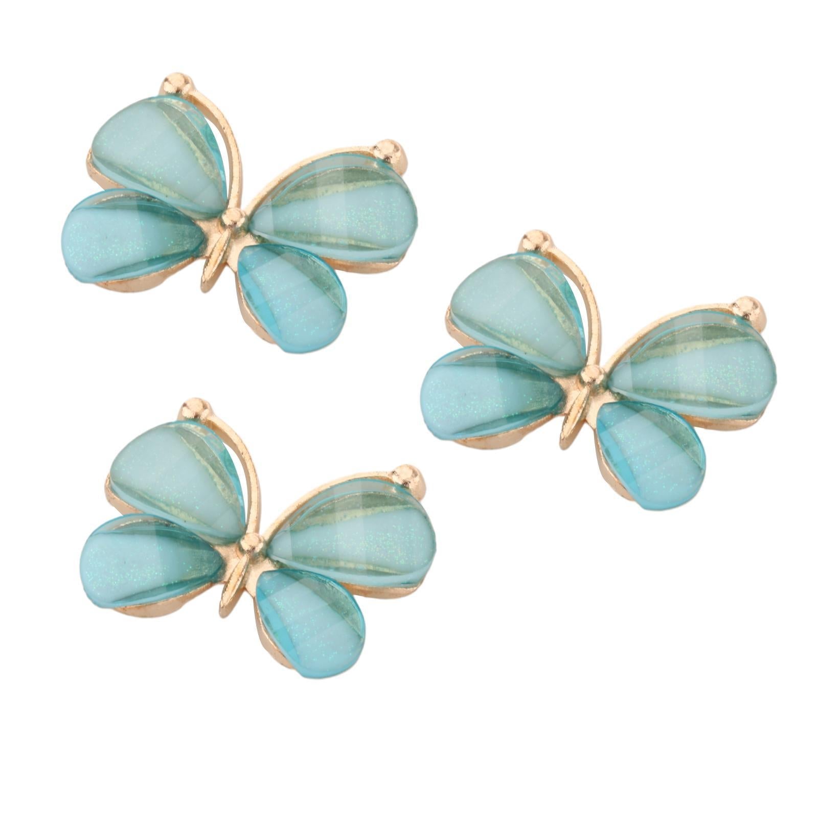 10Pcs Butterfly Flatback Button Phonecover Scrapbook for Jewelry Decor blue