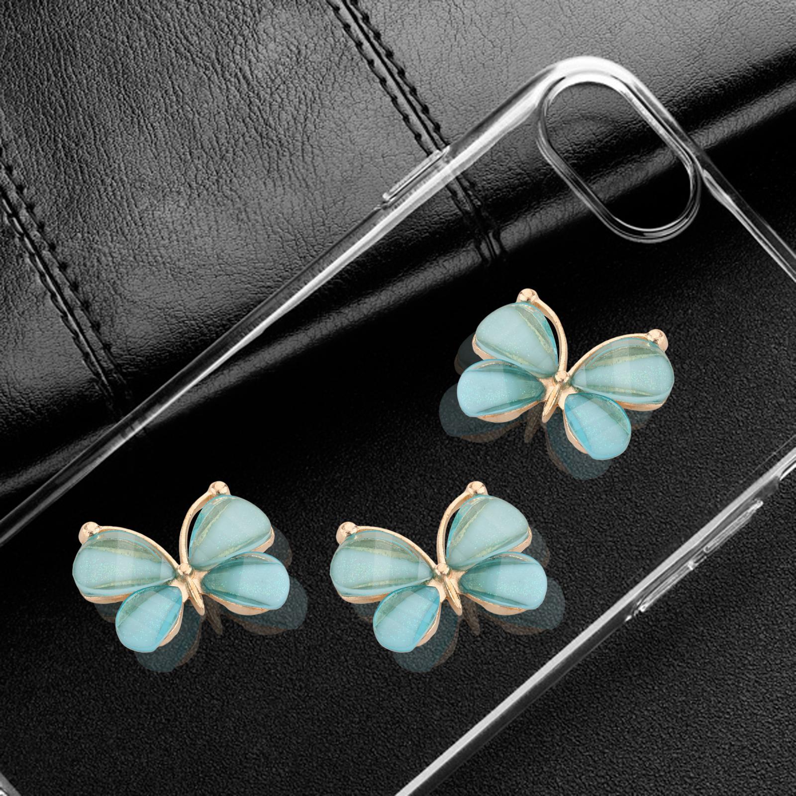 10Pcs Butterfly Flatback Button Phonecover Scrapbook for Jewelry Decor blue