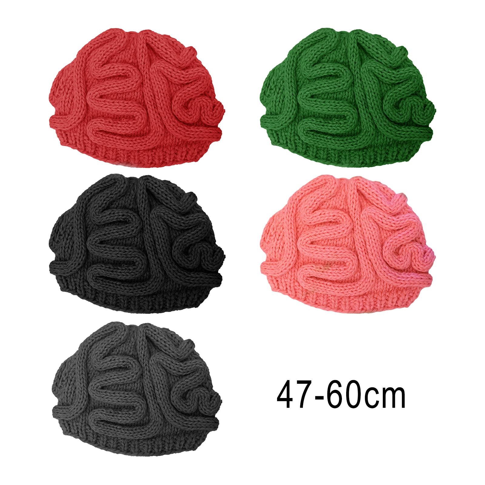 Crochet Knit Beanie Hat Adult Kid Horrible Brain Prop Red Kid