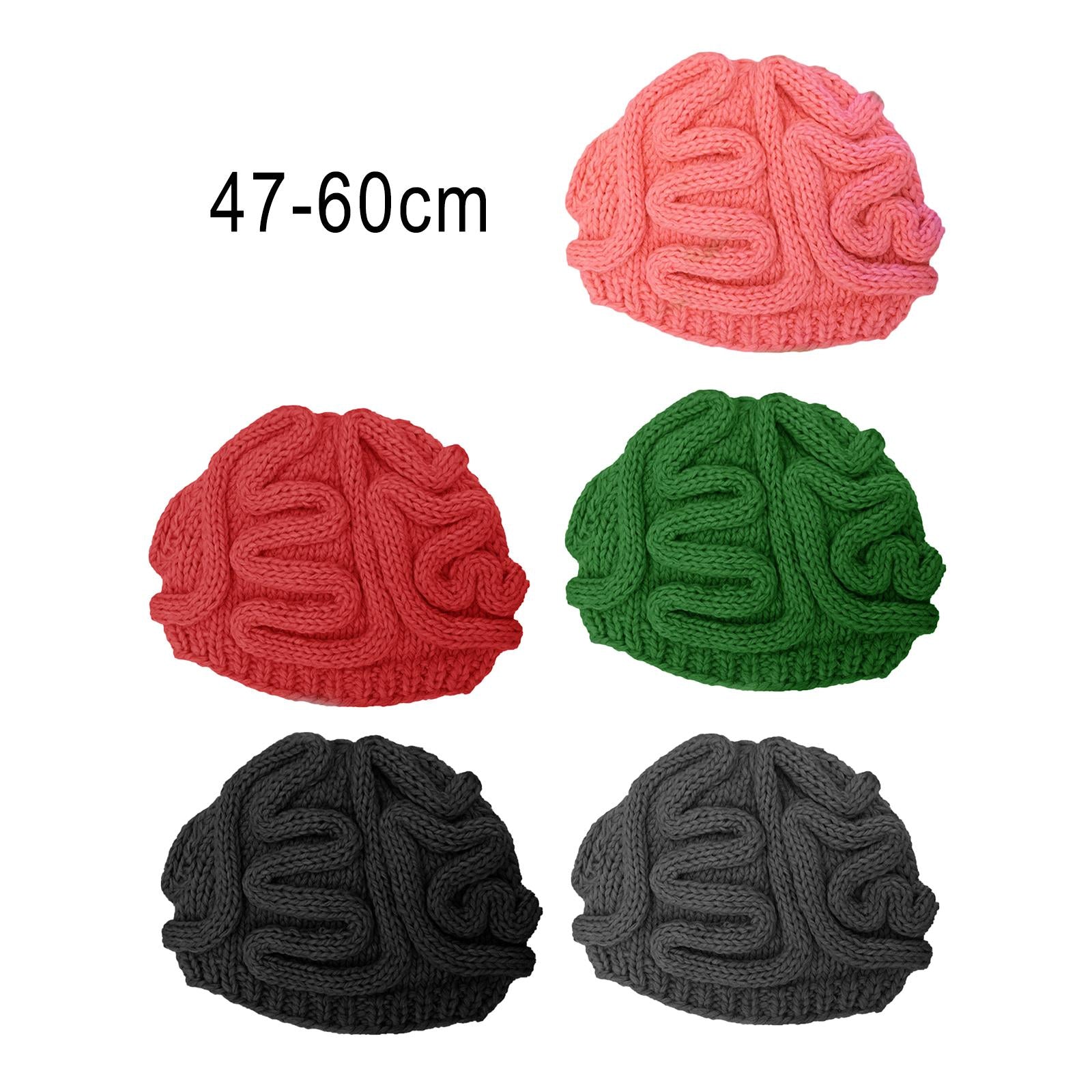 Crochet Knit Beanie Hat Adult Kid Horrible Brain Prop Red Kid