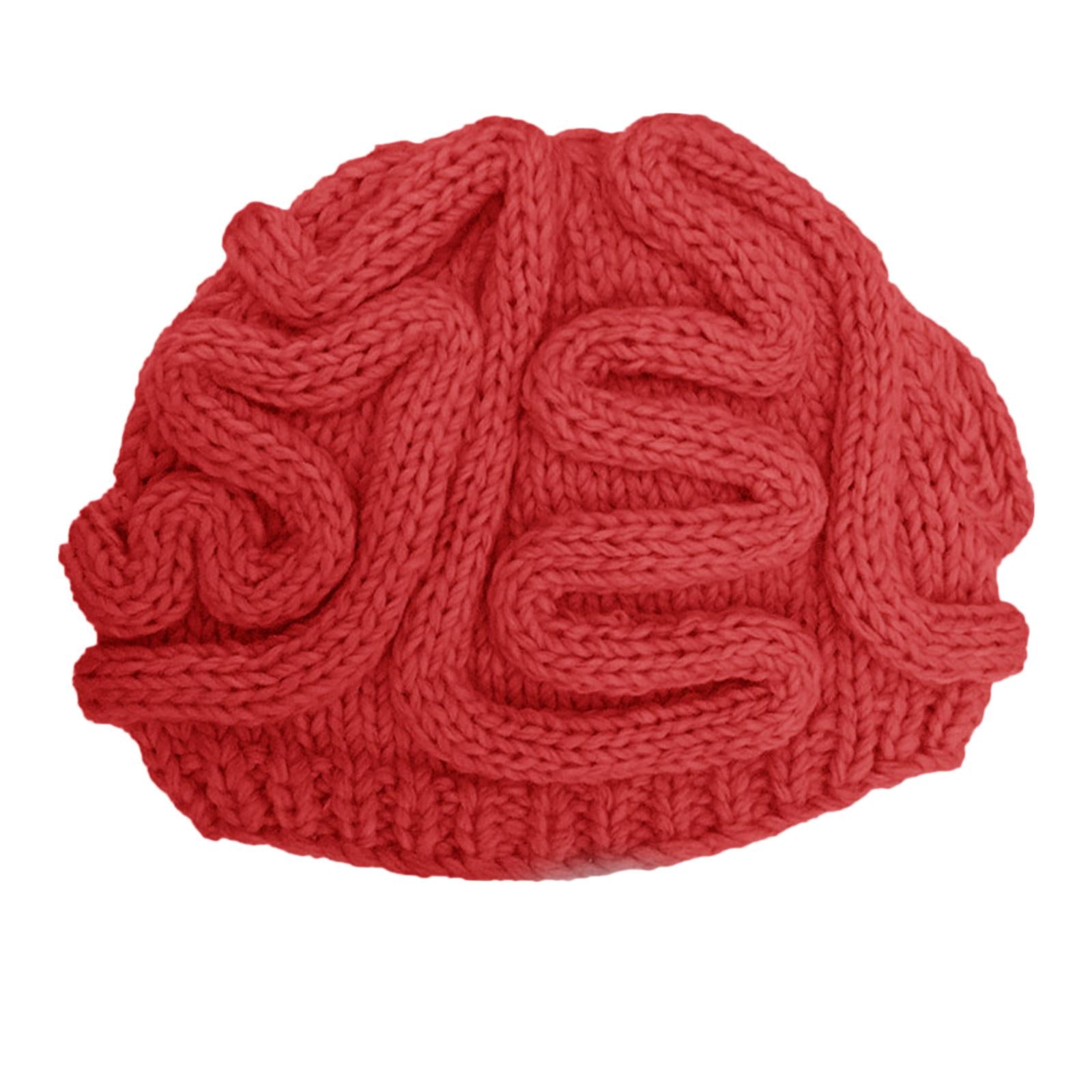 Crochet Knit Beanie Hat Adult Kid Horrible Brain Prop Red Adult