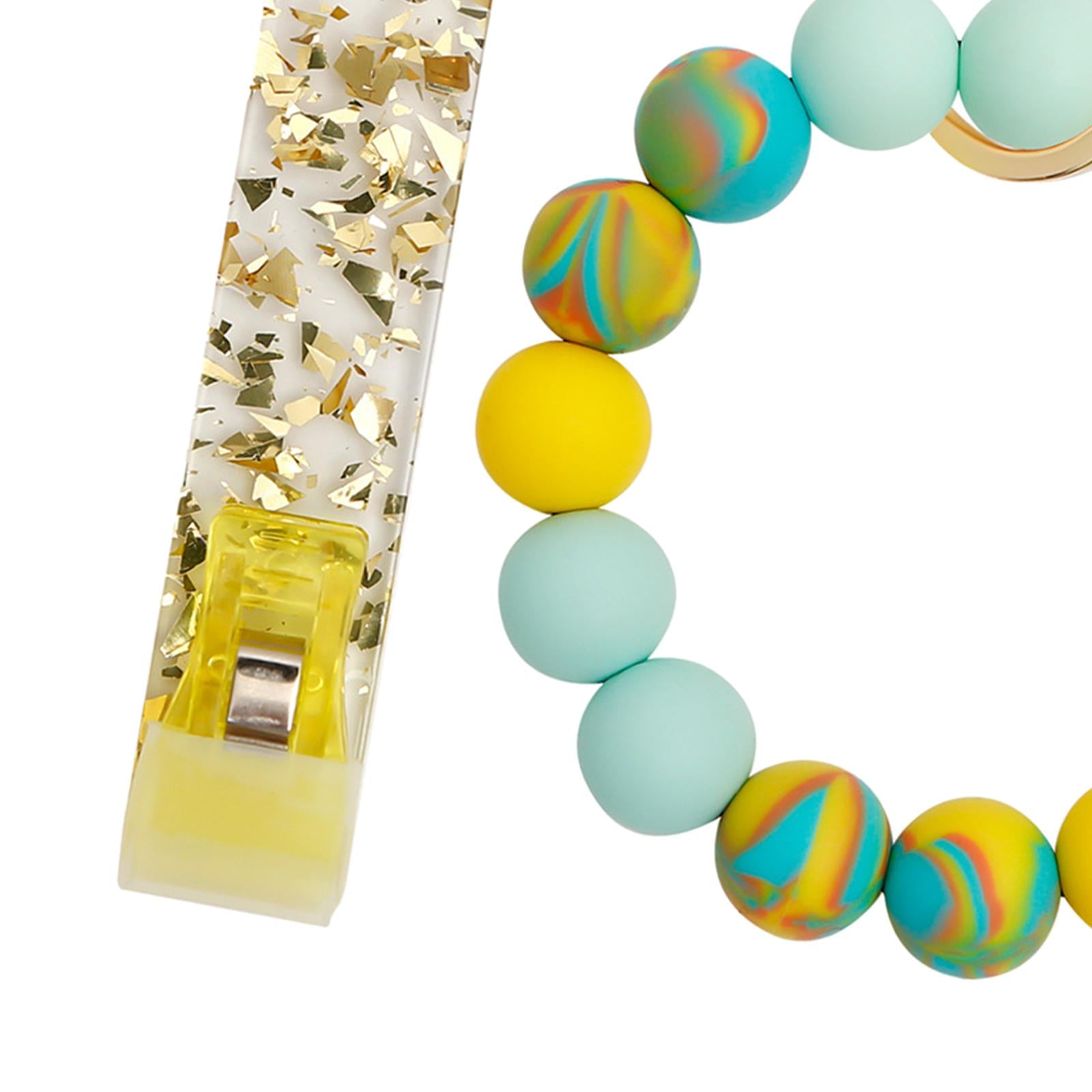 Bead Card Puller Keyring Bracelet Wristlet Bangle With Credit Card Grabber Yellow