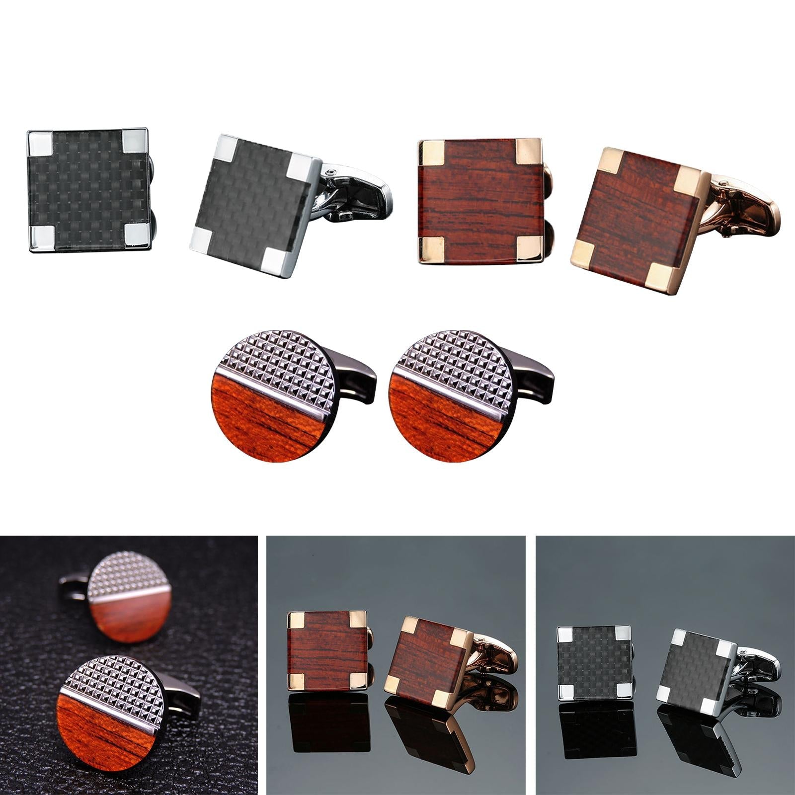 2Pcs Stylish Men's Cuff Links Wedding Unisex Party Cloth Gift Dark brown