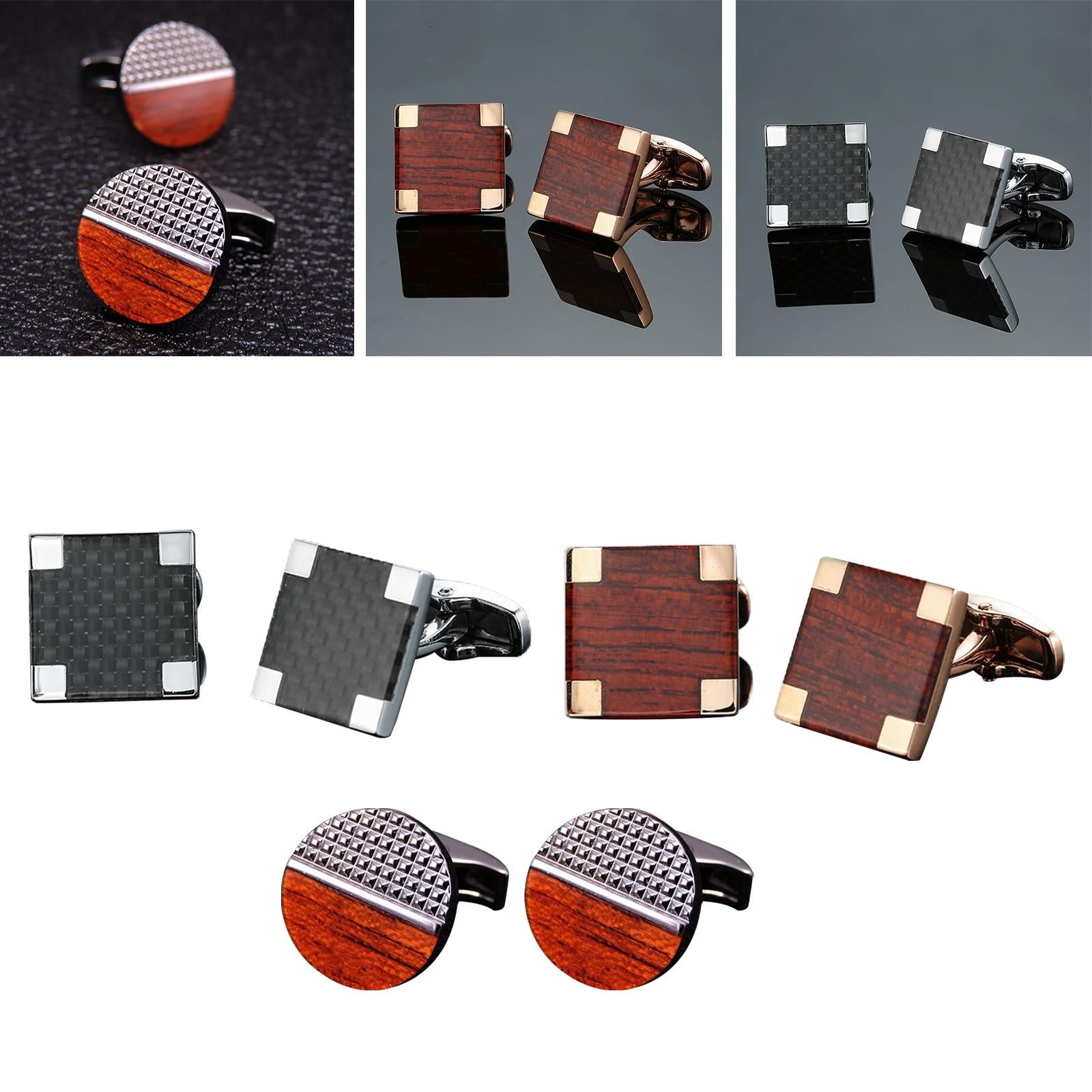 2Pcs Stylish Men's Cuff Links Wedding Unisex Party Cloth Gift Dark brown