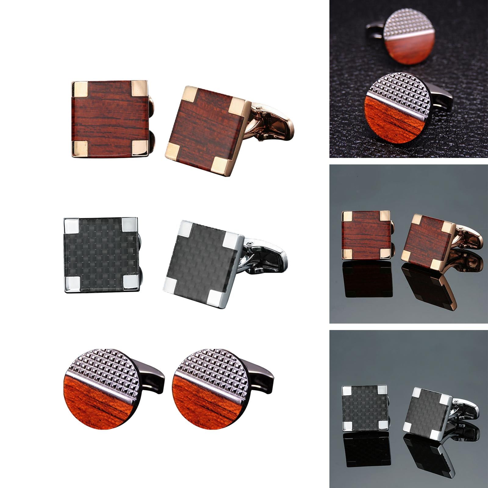 2Pcs Stylish Men's Cuff Links Wedding Unisex Party Cloth Gift Dark brown