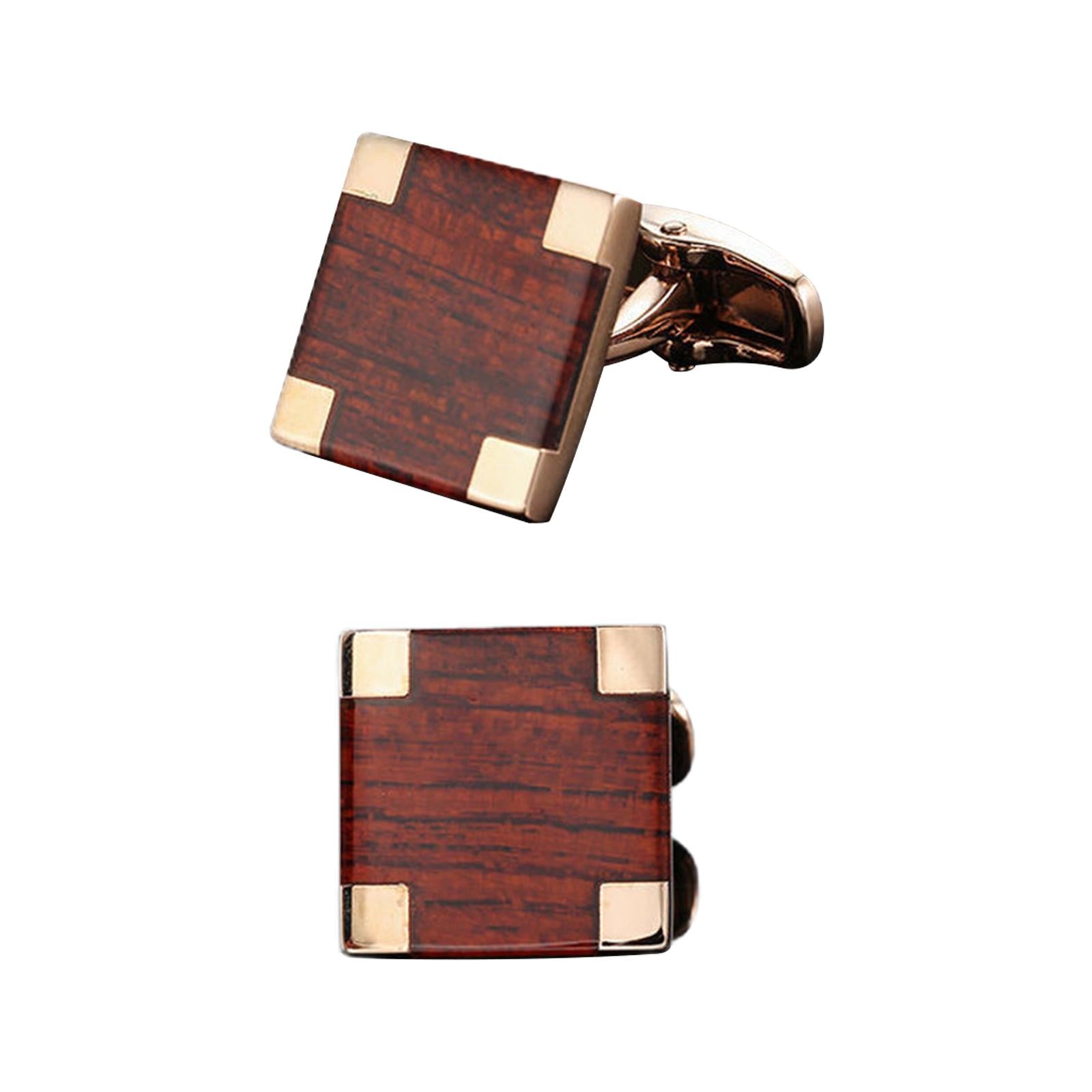 2Pcs Stylish Men's Cuff Links Wedding Unisex Party Cloth Gift Dark brown