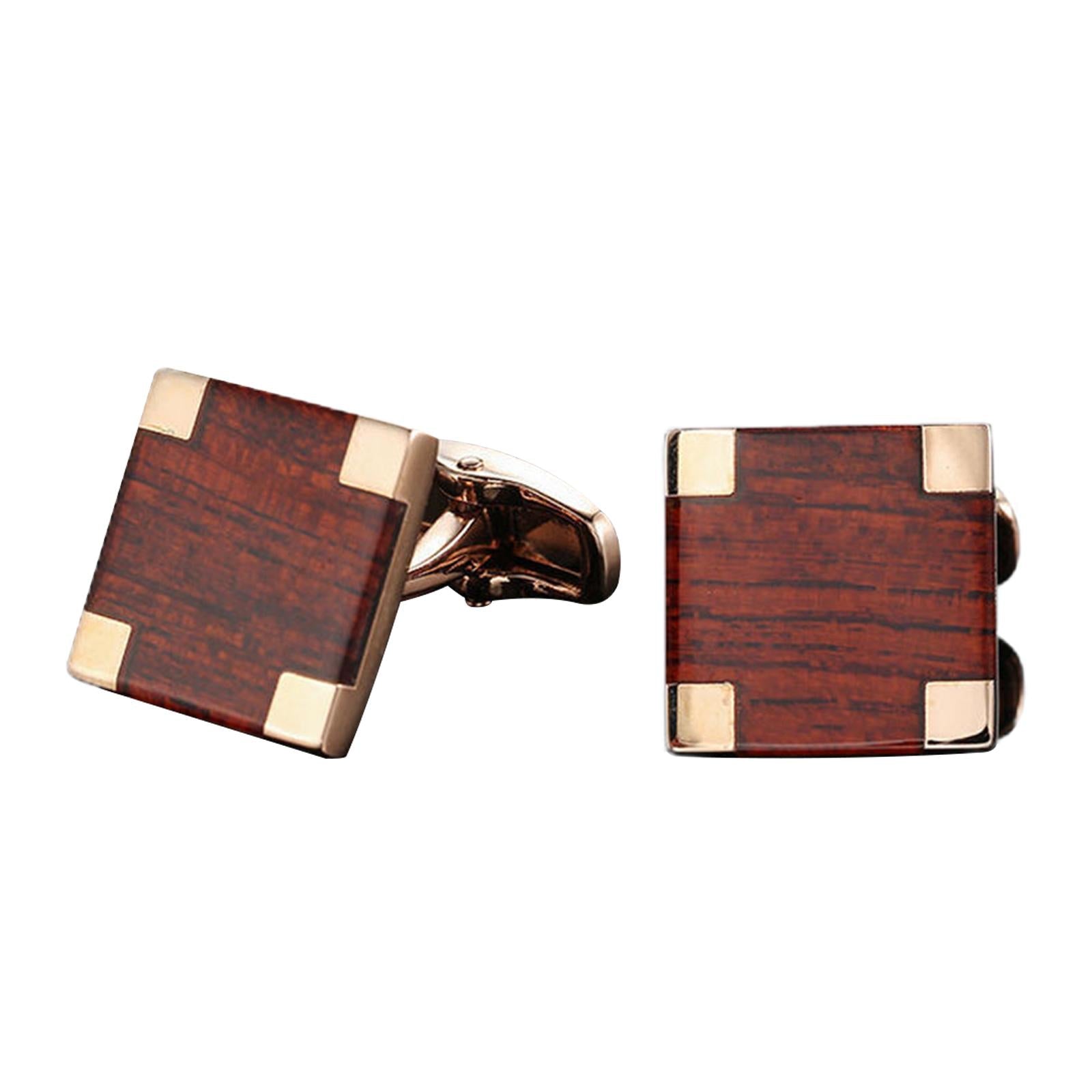 2Pcs Stylish Men's Cuff Links Wedding Unisex Party Cloth Gift Dark brown