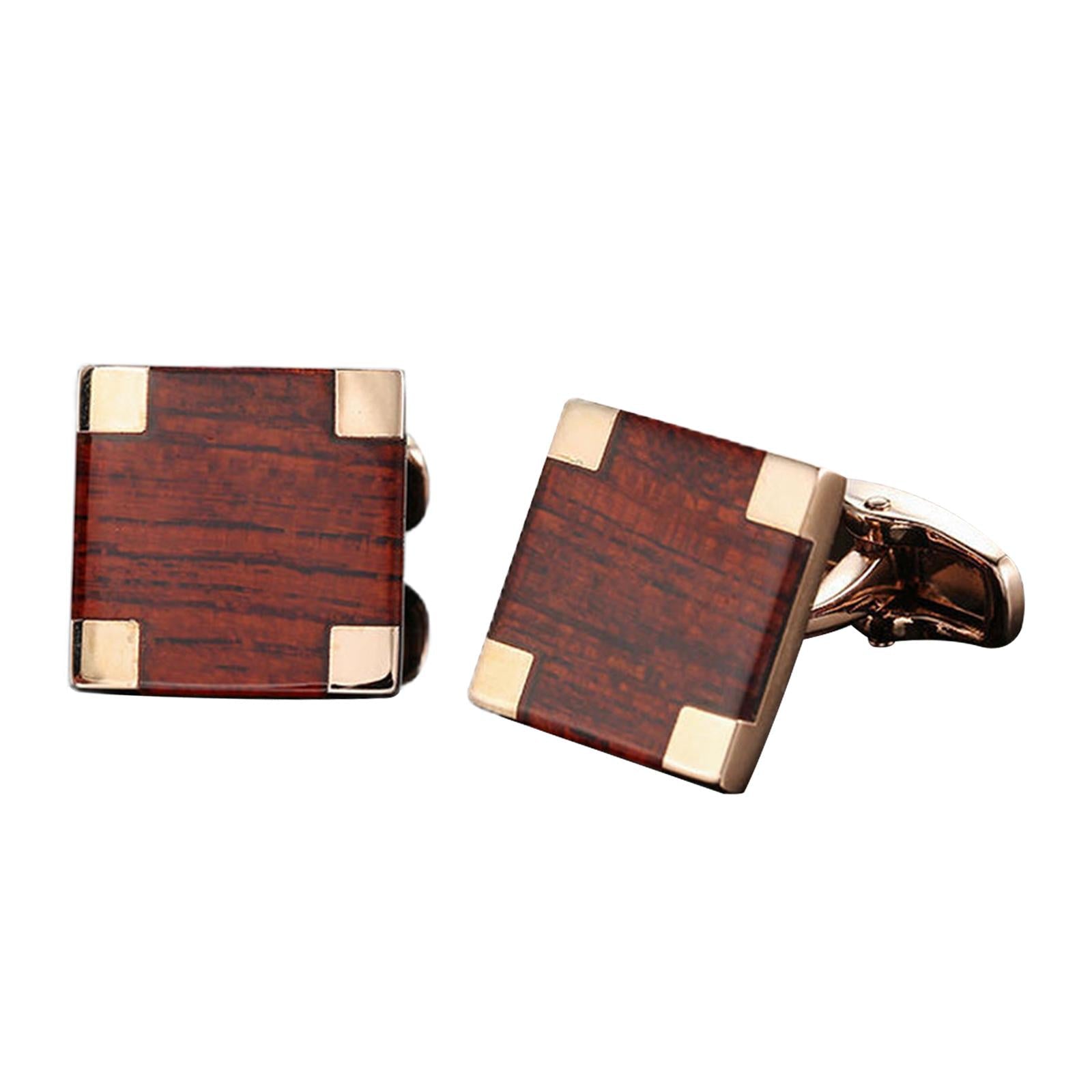 2Pcs Stylish Men's Cuff Links Wedding Unisex Party Cloth Gift Dark brown