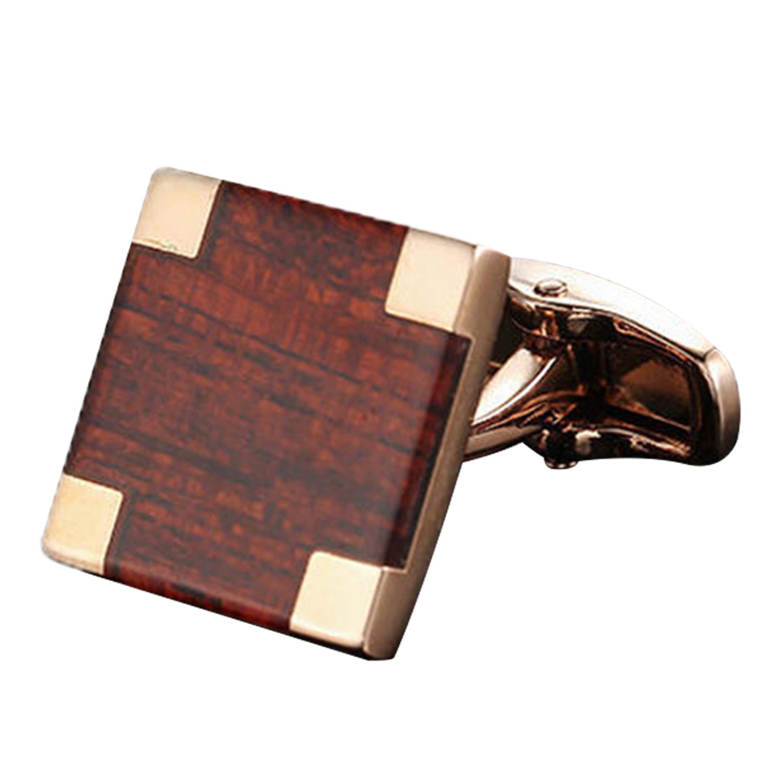 2Pcs Stylish Men's Cuff Links Wedding Unisex Party Cloth Gift Dark brown