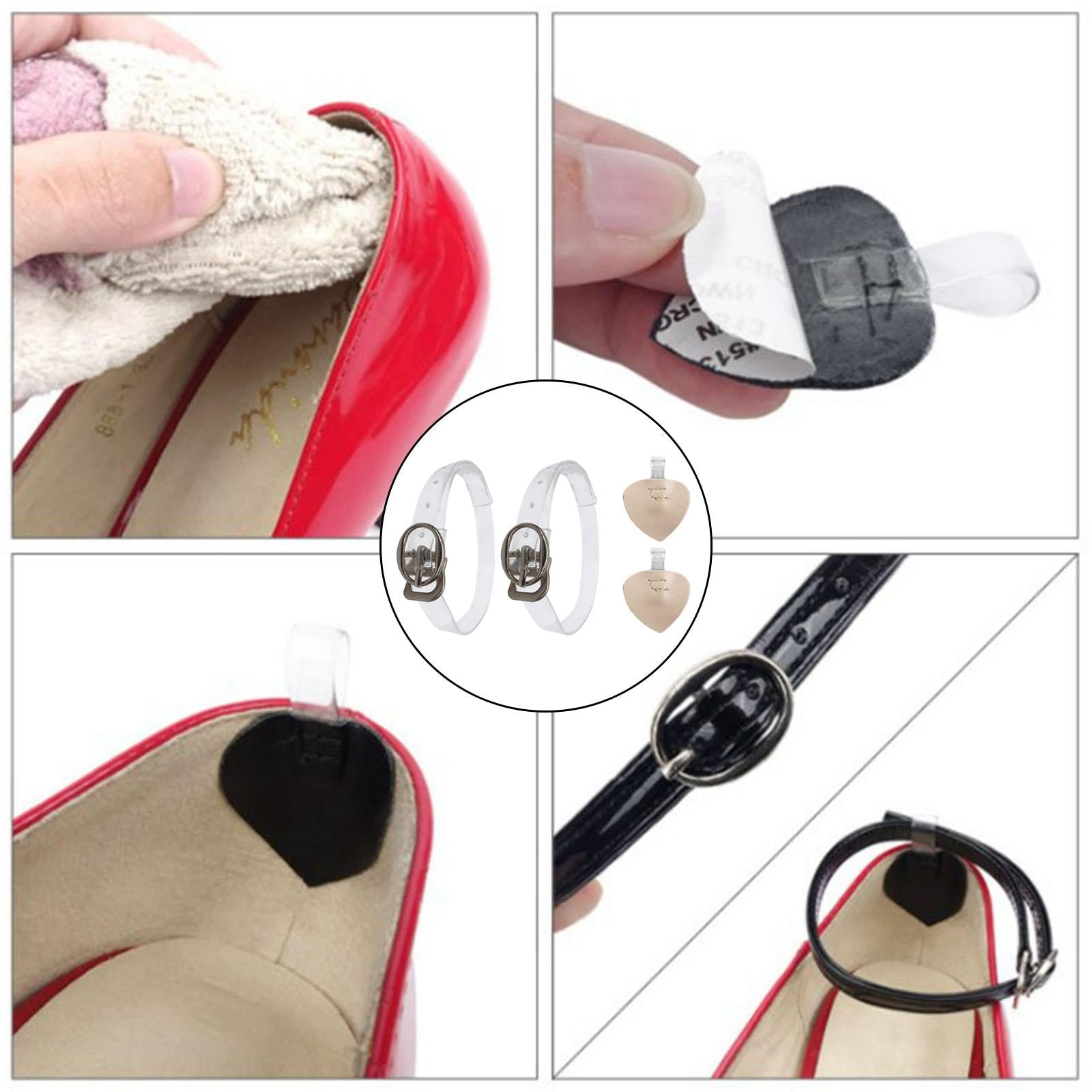 2Pcs Women Shoelaces for High Heels Adjustable Leather Decor Shoe Belt Clear