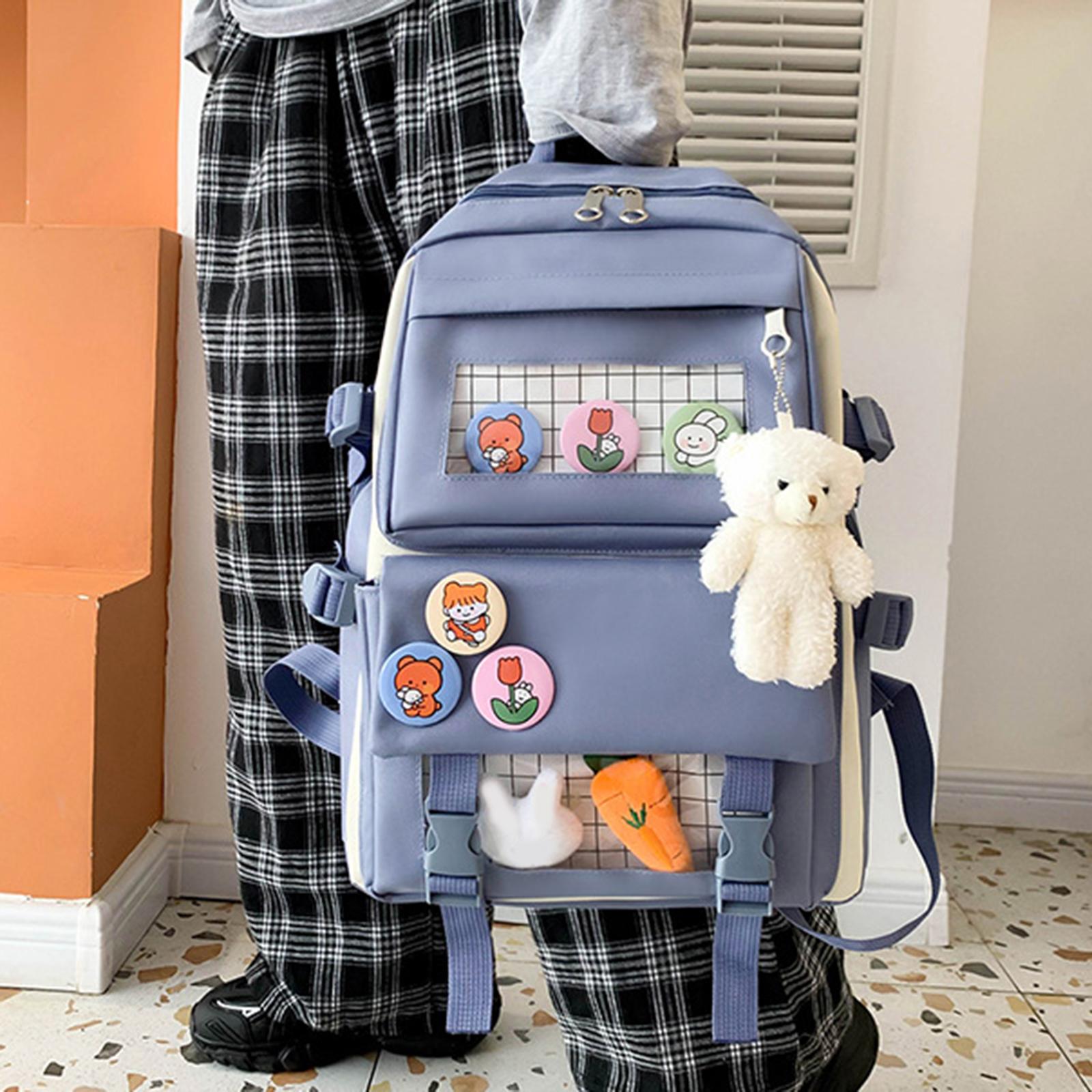 Backpack 4pcs Set Schoolbag Shoulder Bag Bookbags for Teen Student blue