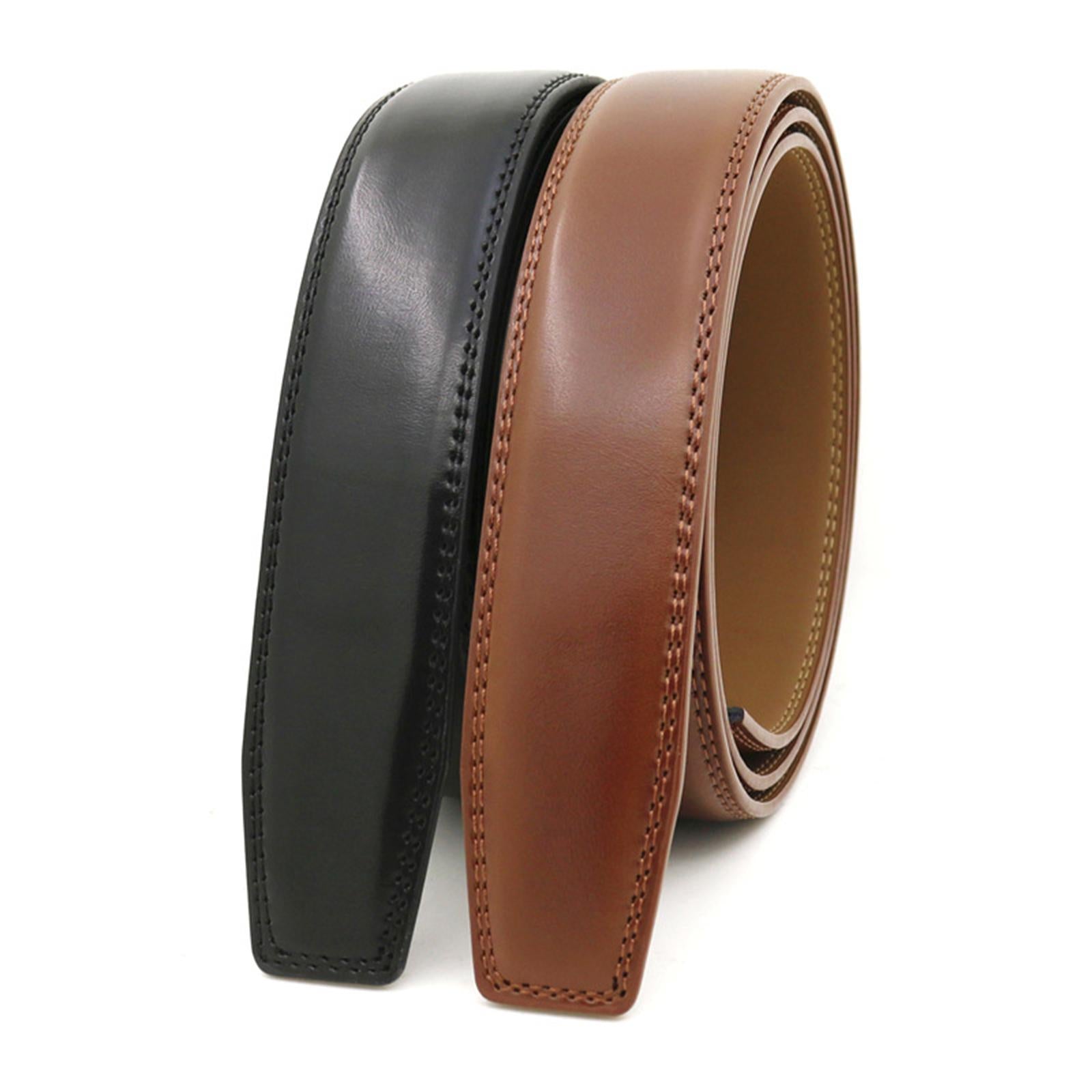 120cm High Quality Leather Belt Strap Without Automatic Buckle for Men Black