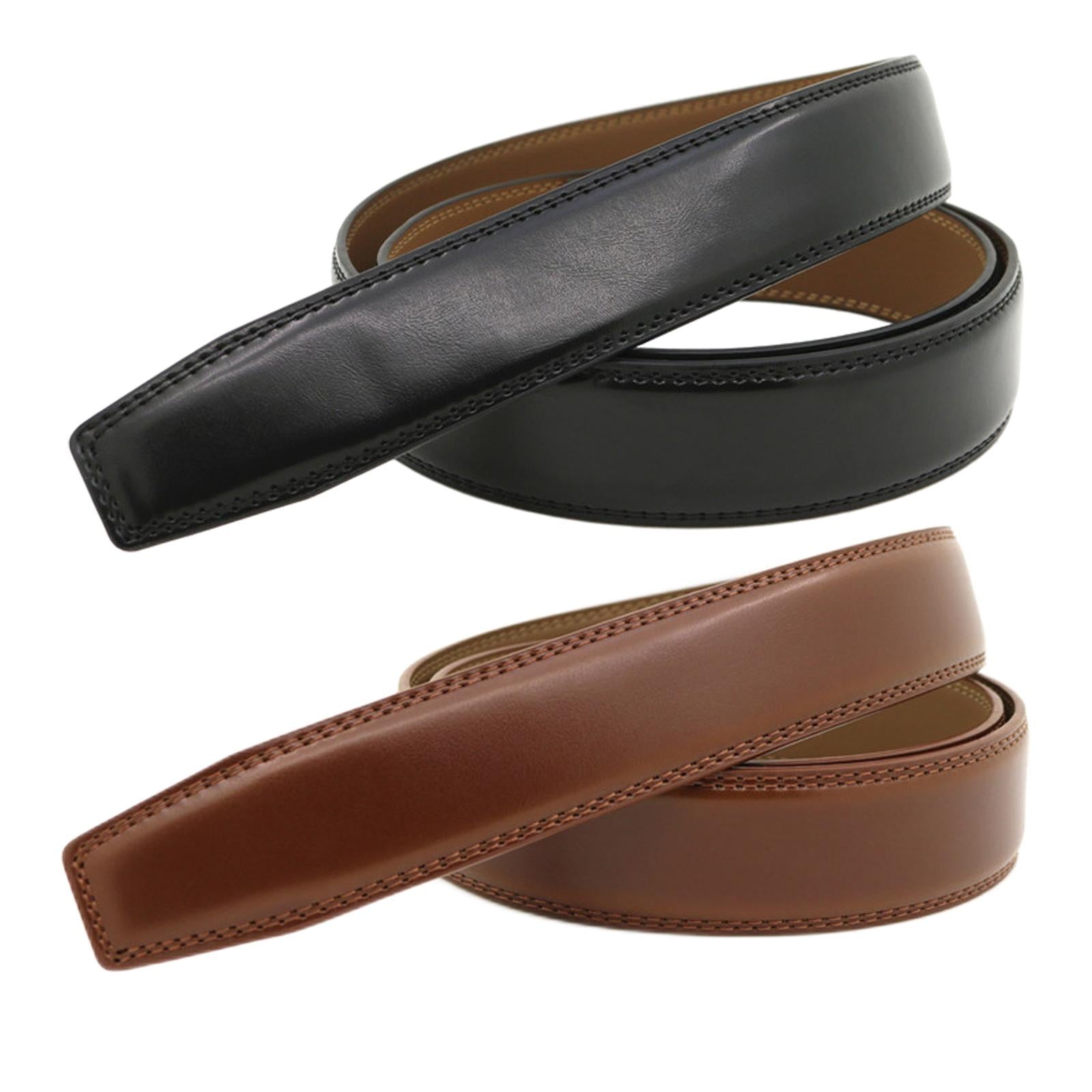 120cm High Quality Leather Belt Strap Without Automatic Buckle for Men Black