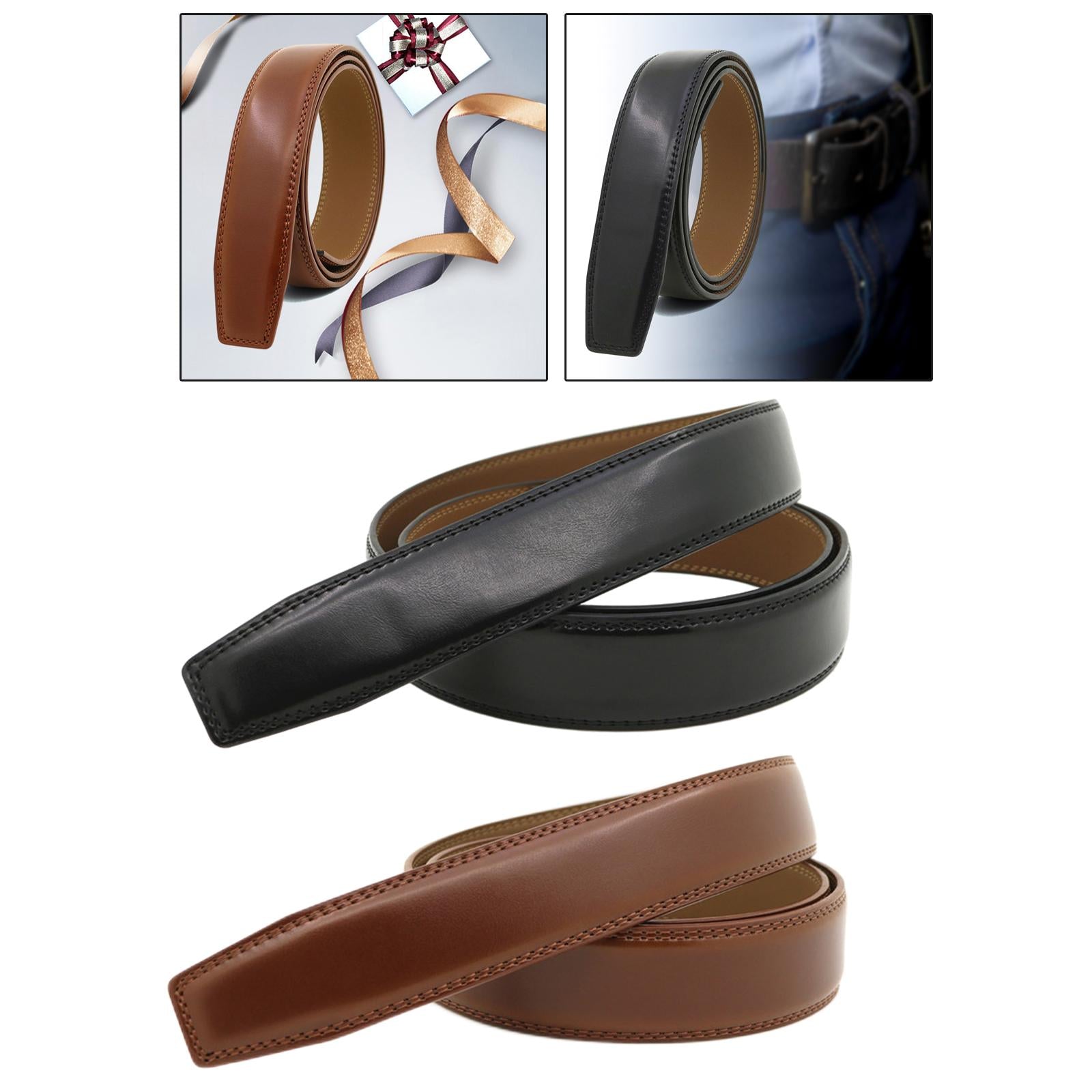 120cm High Quality Leather Belt Strap Without Automatic Buckle for Men Black
