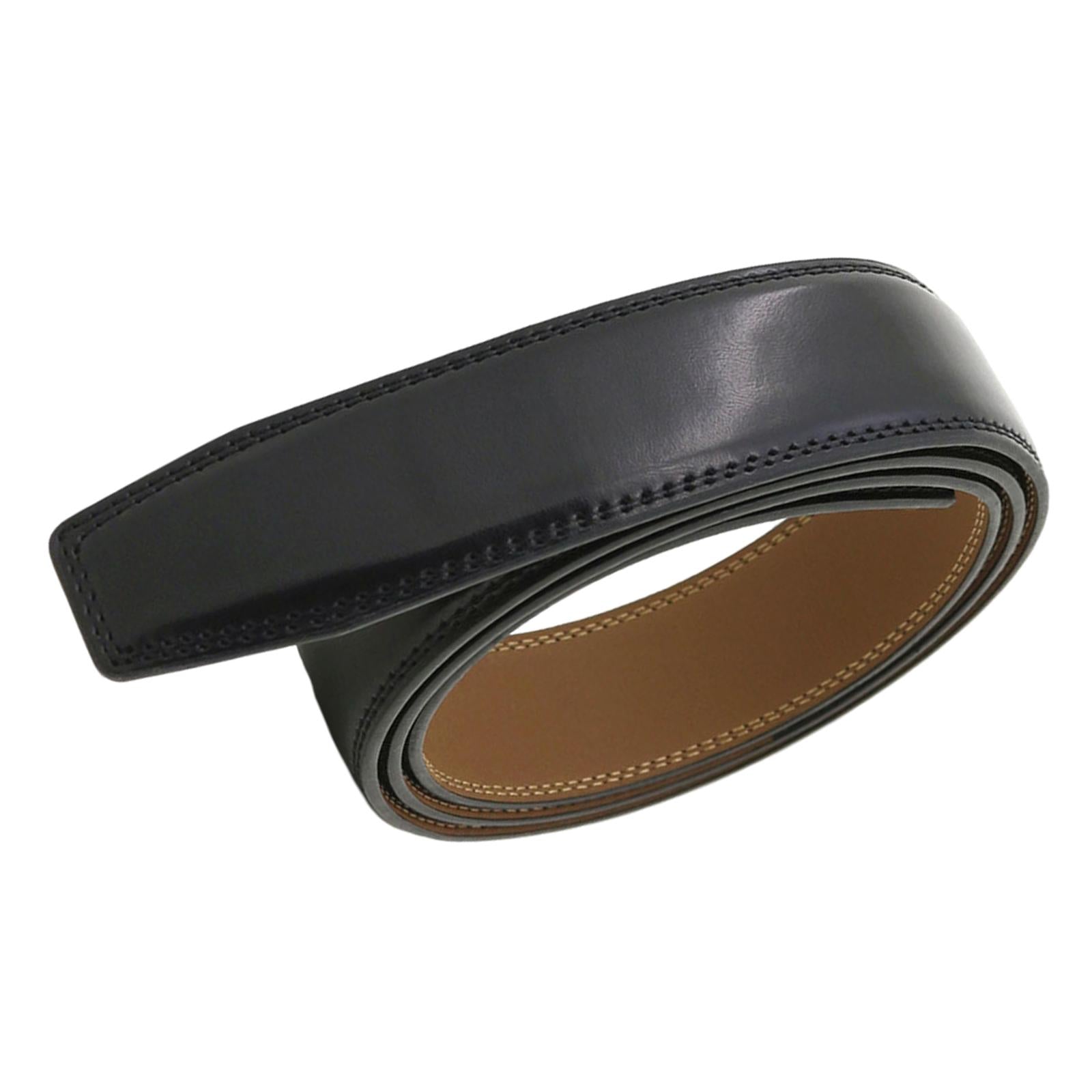 120cm High Quality Leather Belt Strap Without Automatic Buckle for Men Black